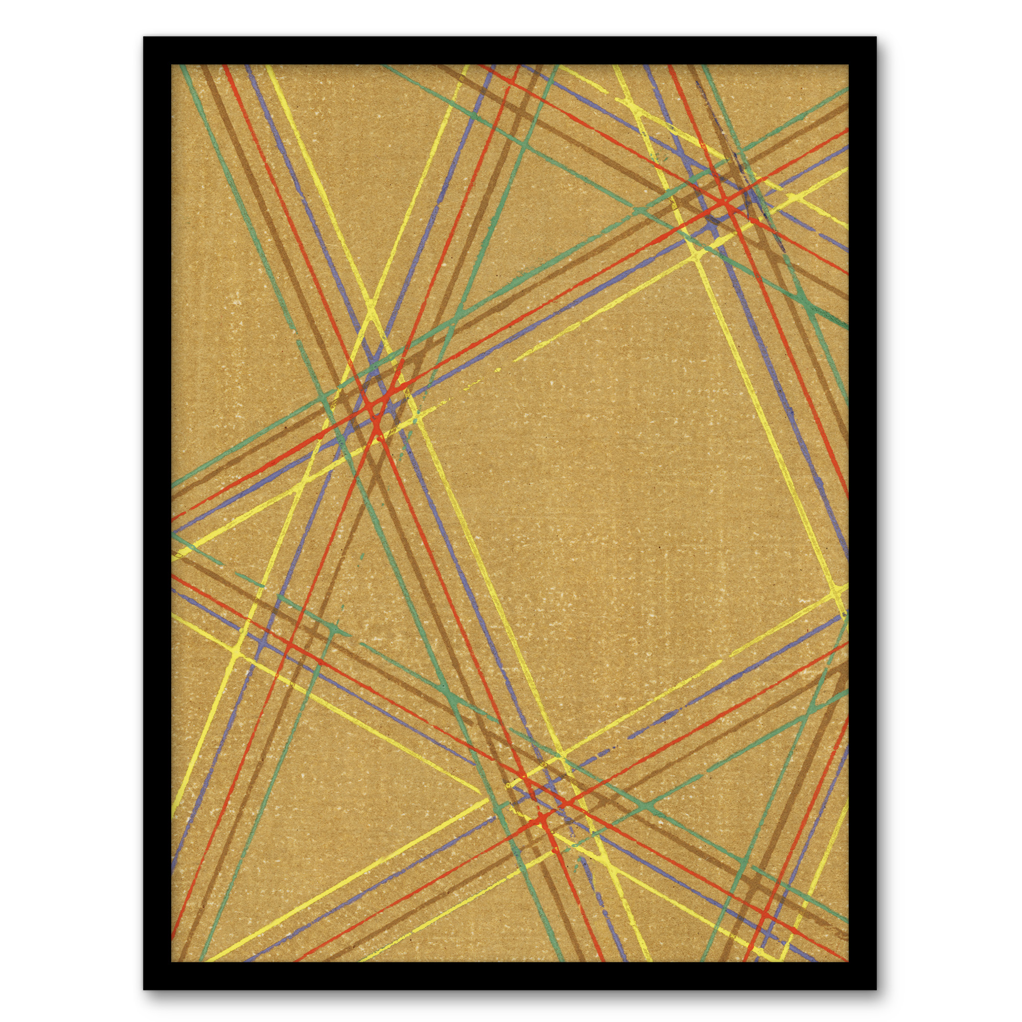 Furuya Korin Framed Wall Art Print Abstract Geometric Plaid Pattern Home Décor