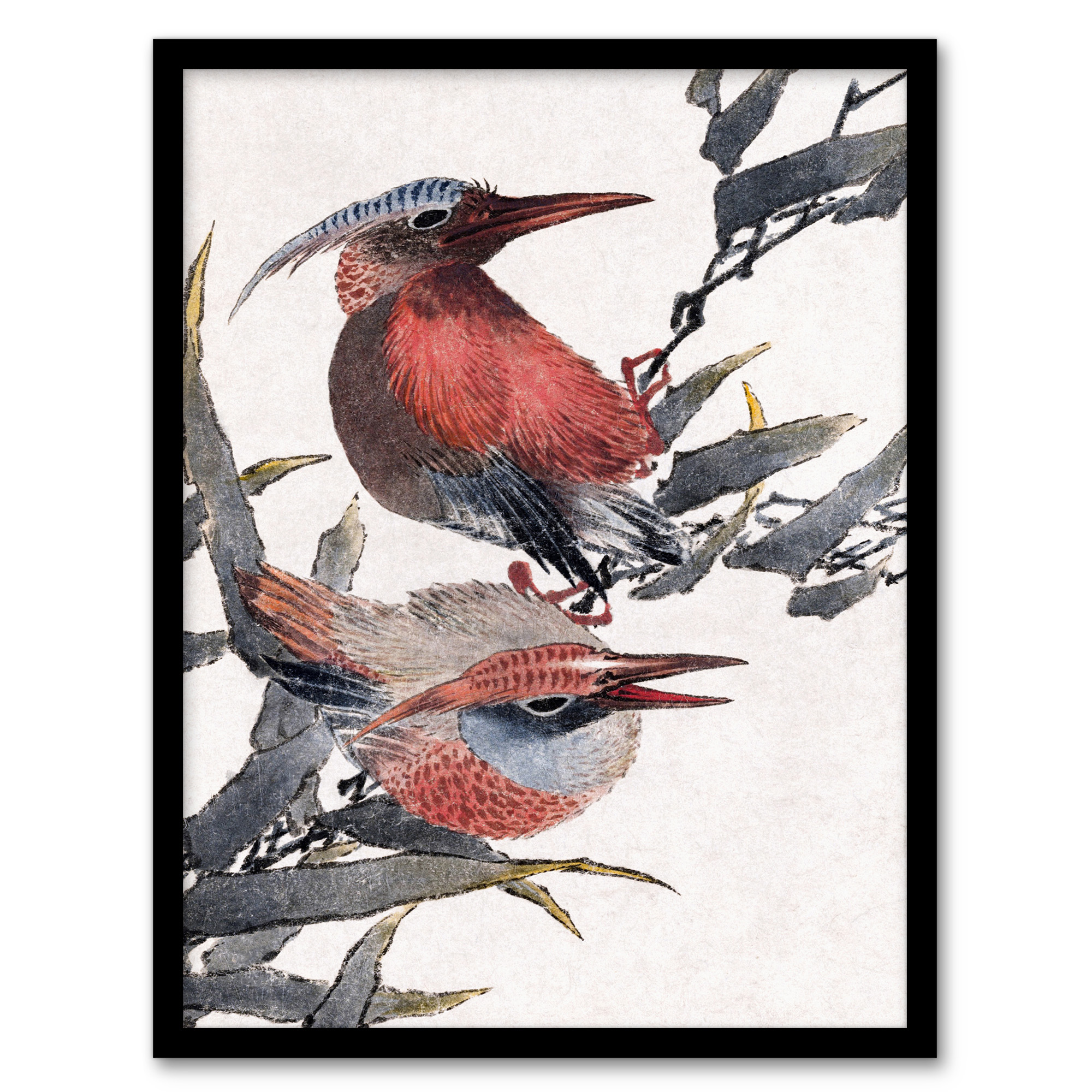 Katsushika Hokusai Framed Wall Art Print Album of Sketches Birds 1841 Home Décor