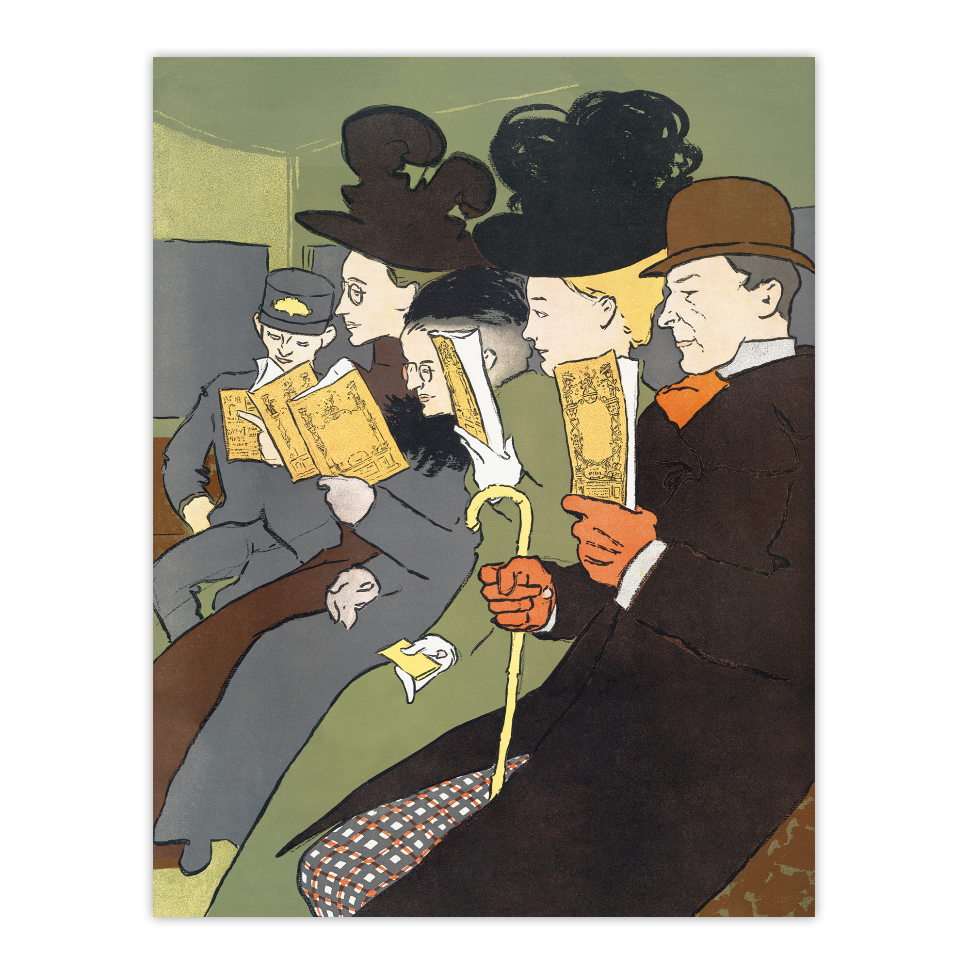 People Reading Magazine on Train Vintage Framed Wall Art Print Penfield