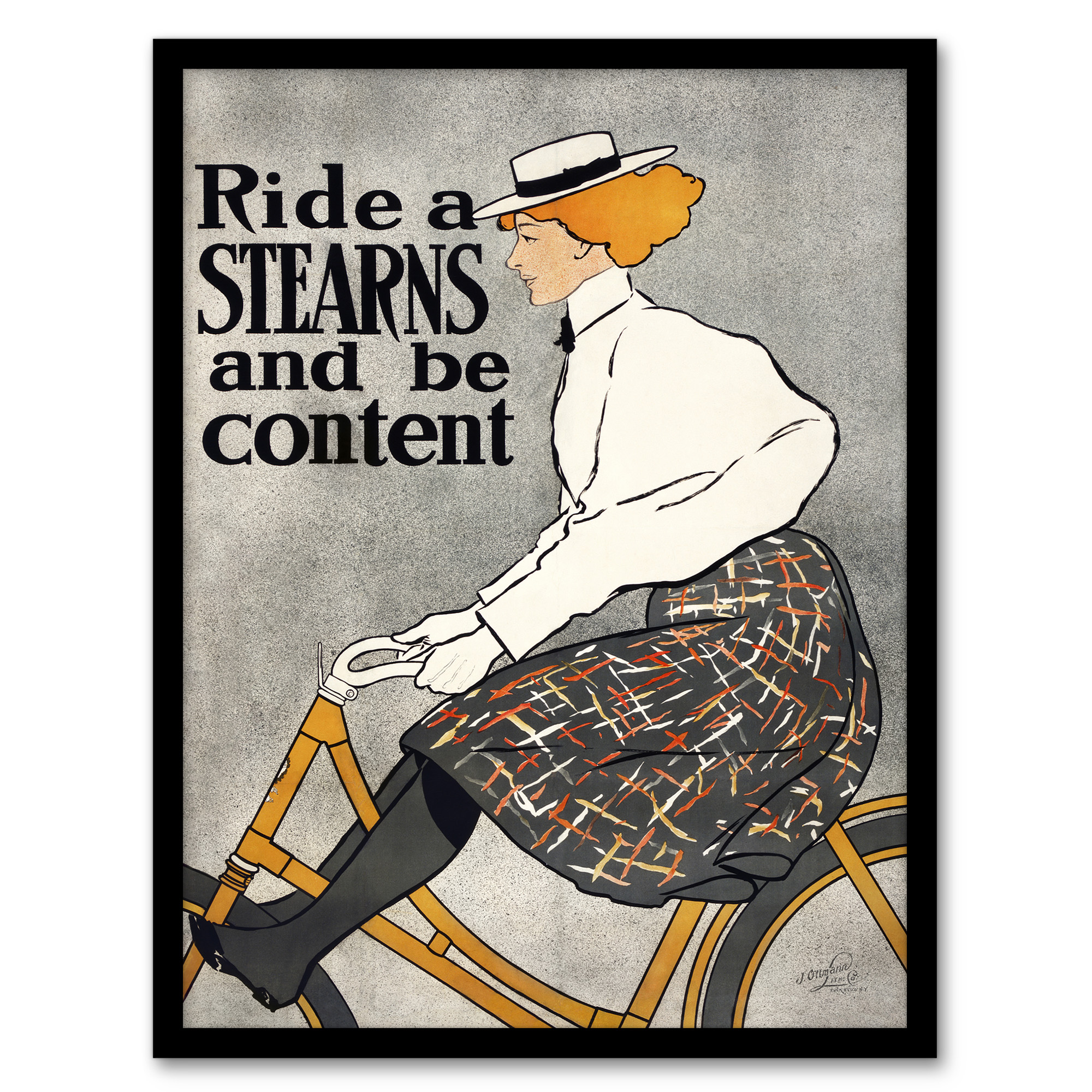 Ride a Stearns Vintage Bicycle Ad Framed Wall Art Print Edward Penfield
