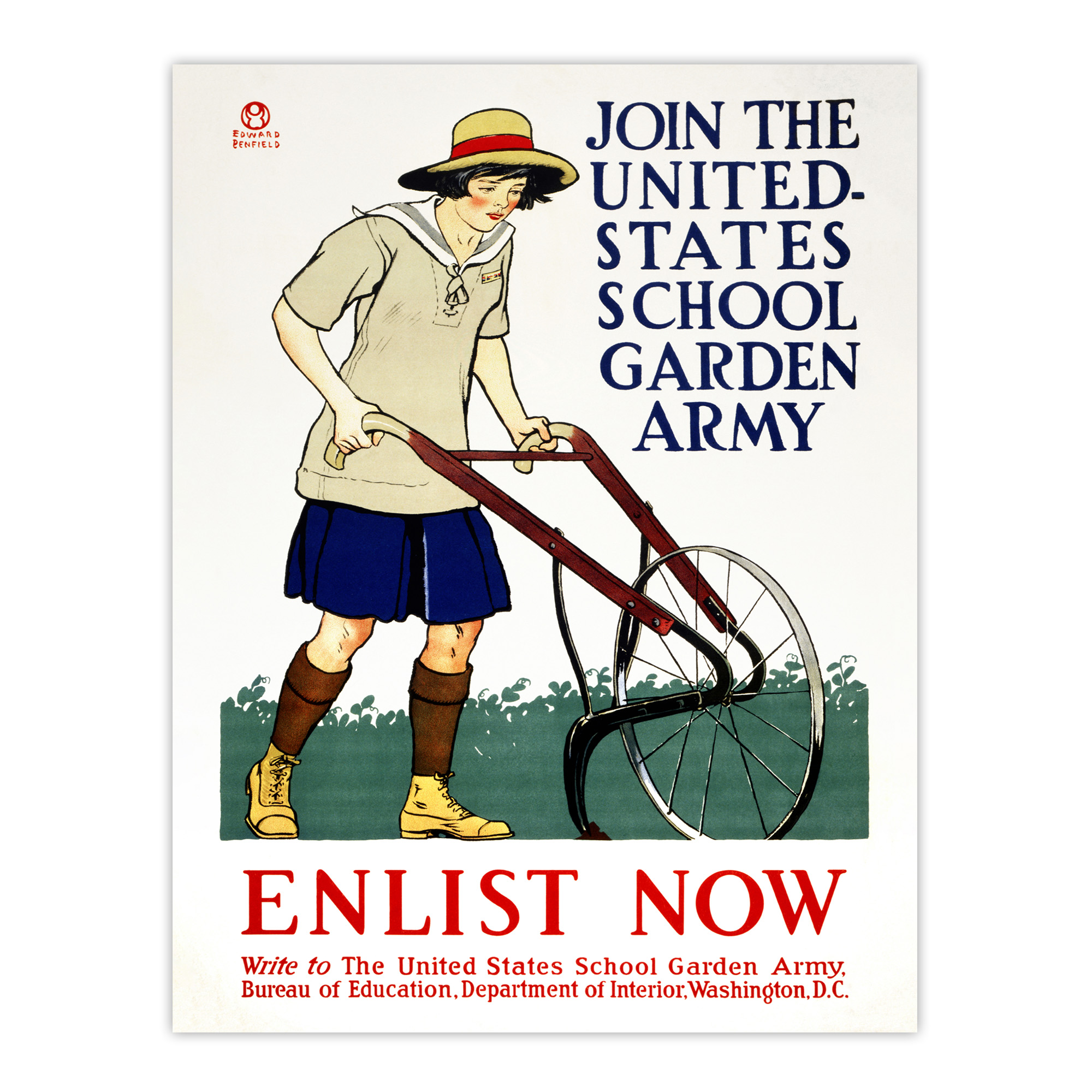 United States School Garden Army Vintage Framed Wall Art Print Penfield