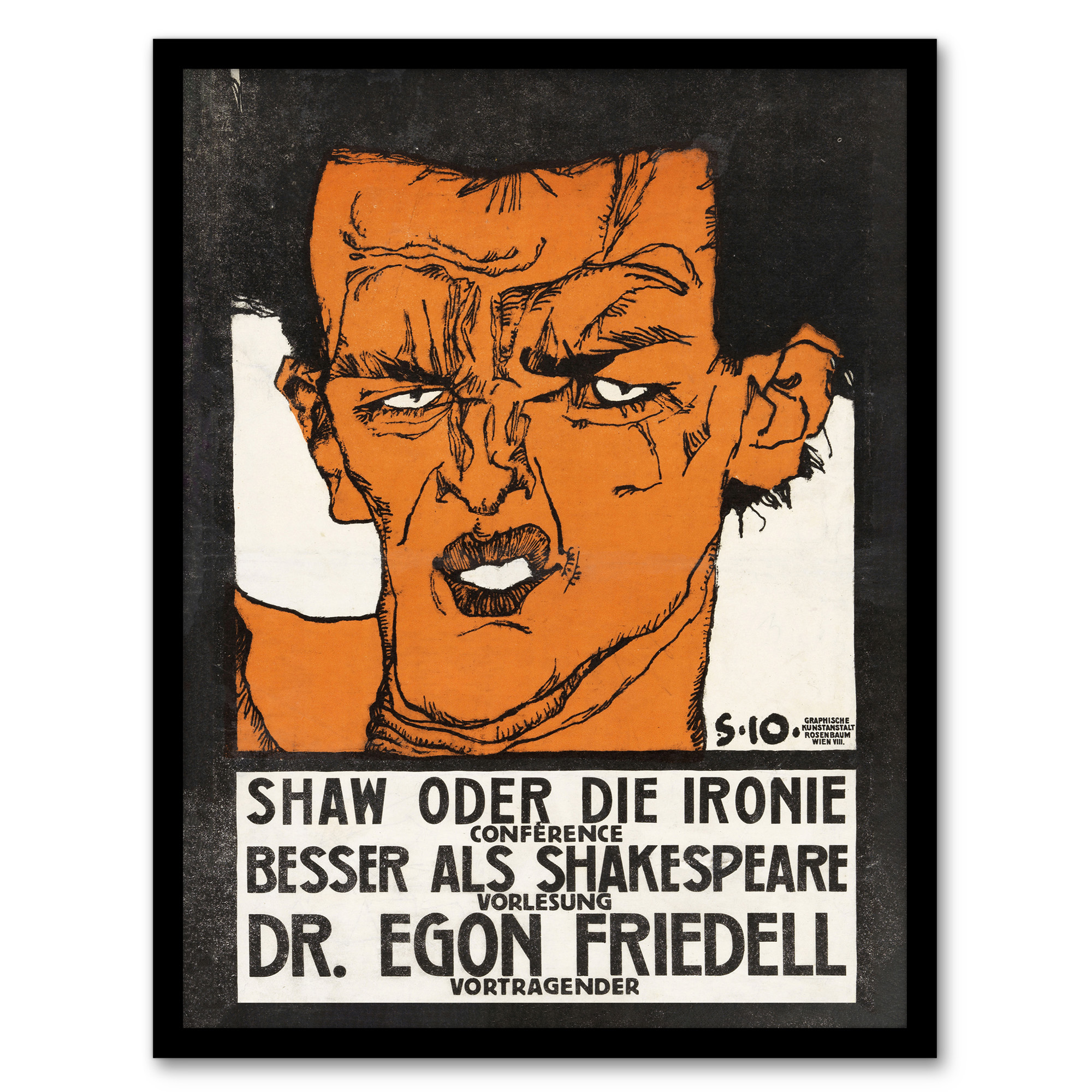 Shaw or Irony Conference Poster Vintage Framed Wall Art Print Schiele