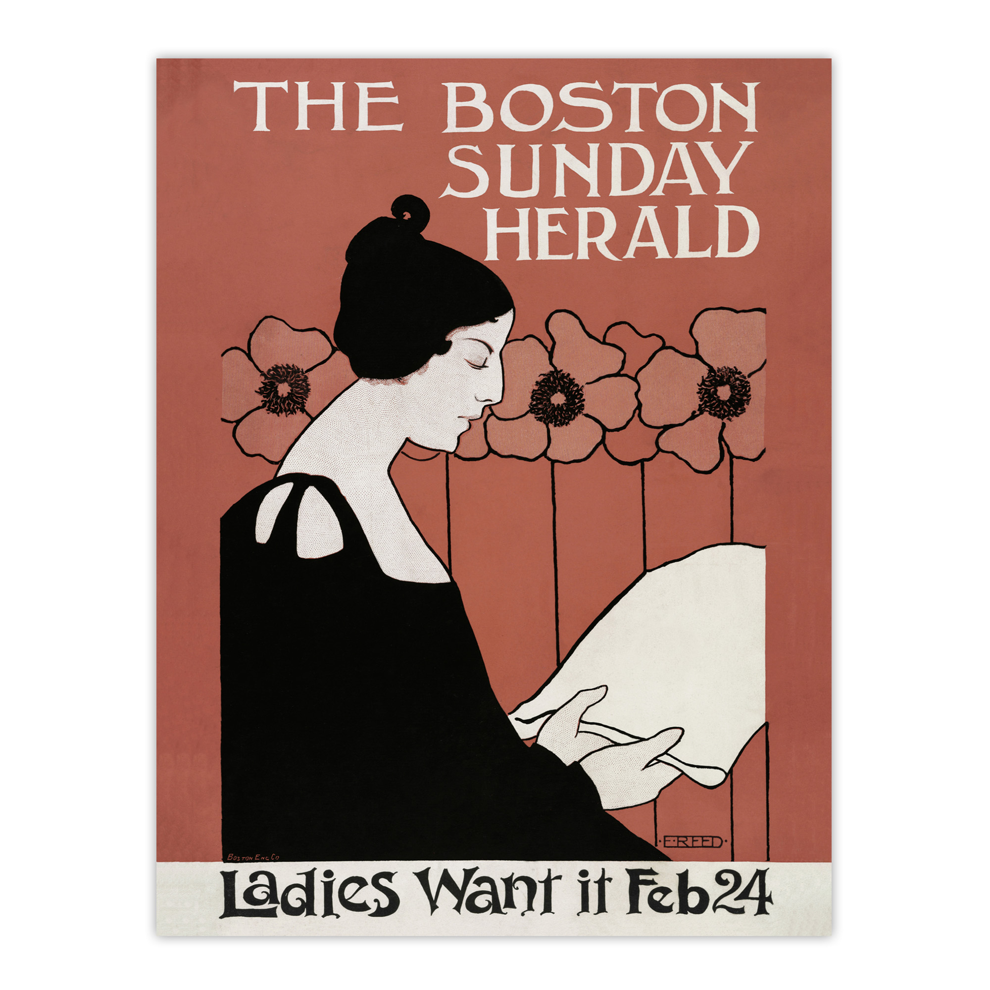 Herald Cover Poppies Nouveau Vintage Framed Wall Art Print Ethel Reed