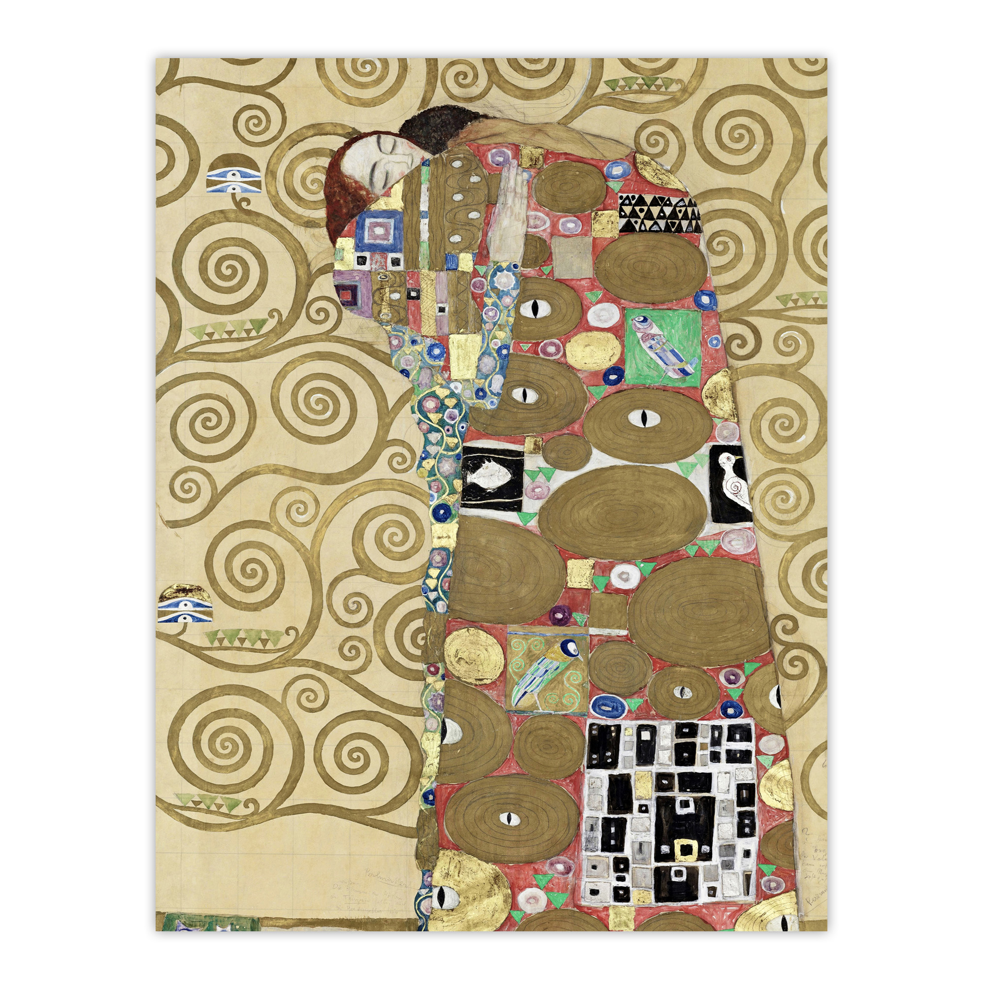 Fulfillment Lovers Embrace Painting Vintage Framed Wall Art Print Klimt