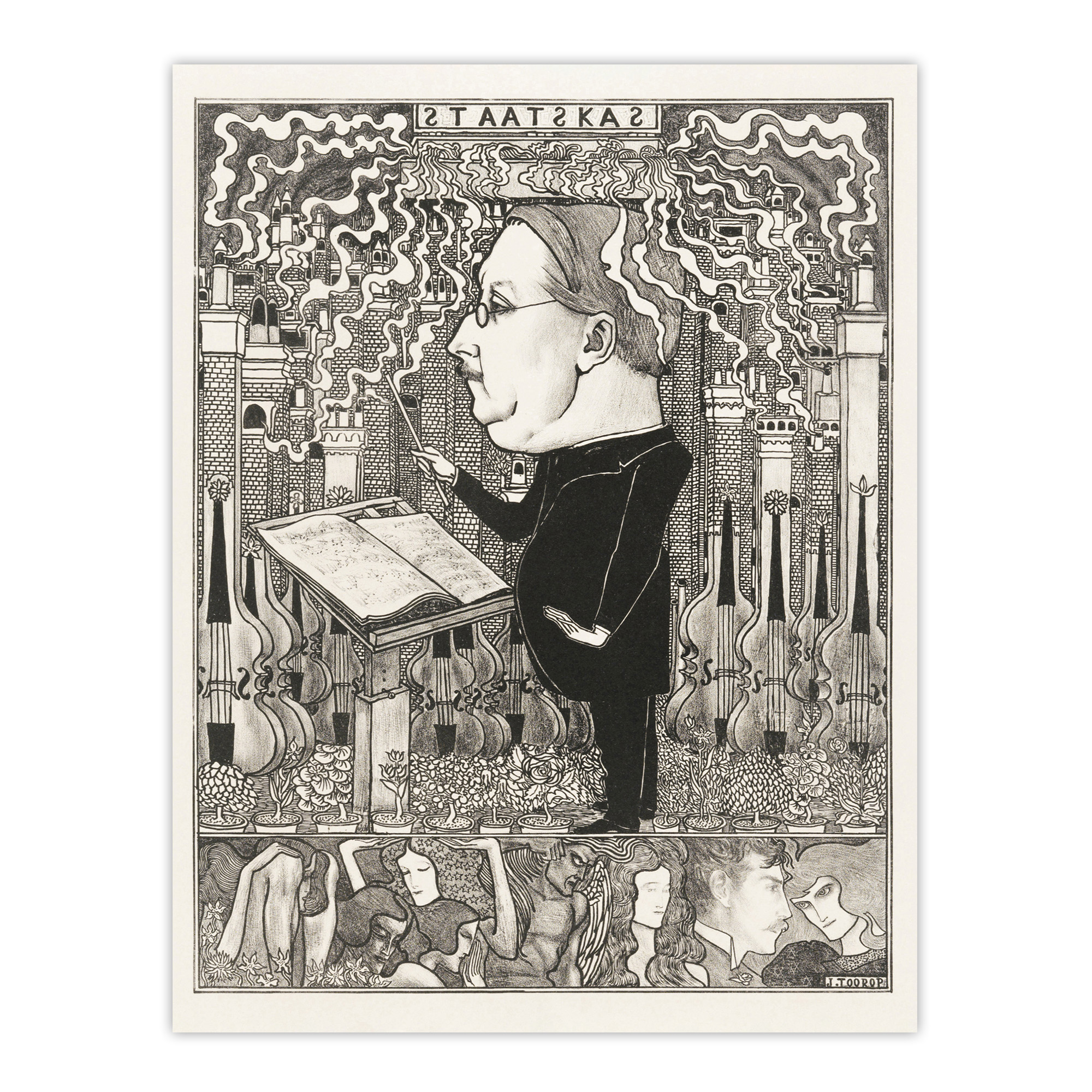 Conductor Violins Smoking Chimneys Vintage Framed Wall Art Print Toorop