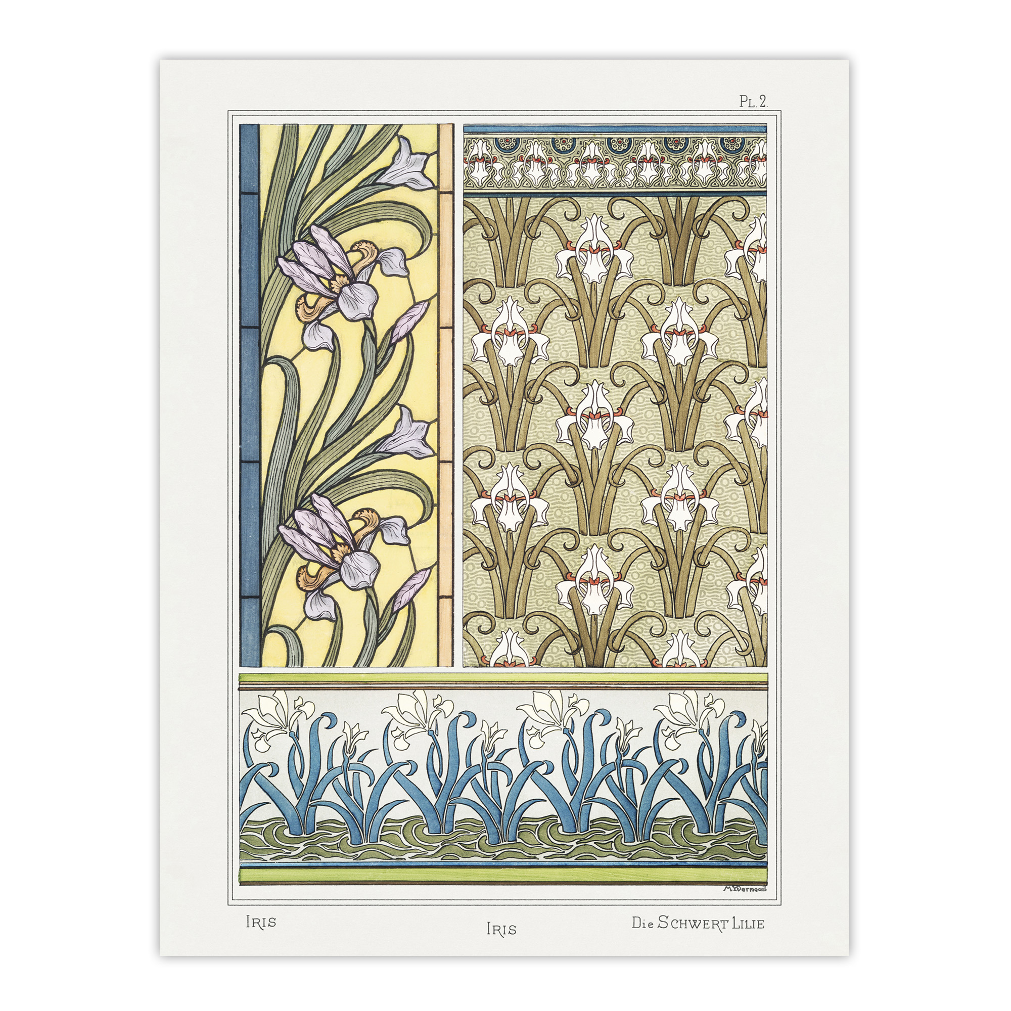 Iris Floral Patterns Vintage Floral Framed Wall Art Print Verneuil