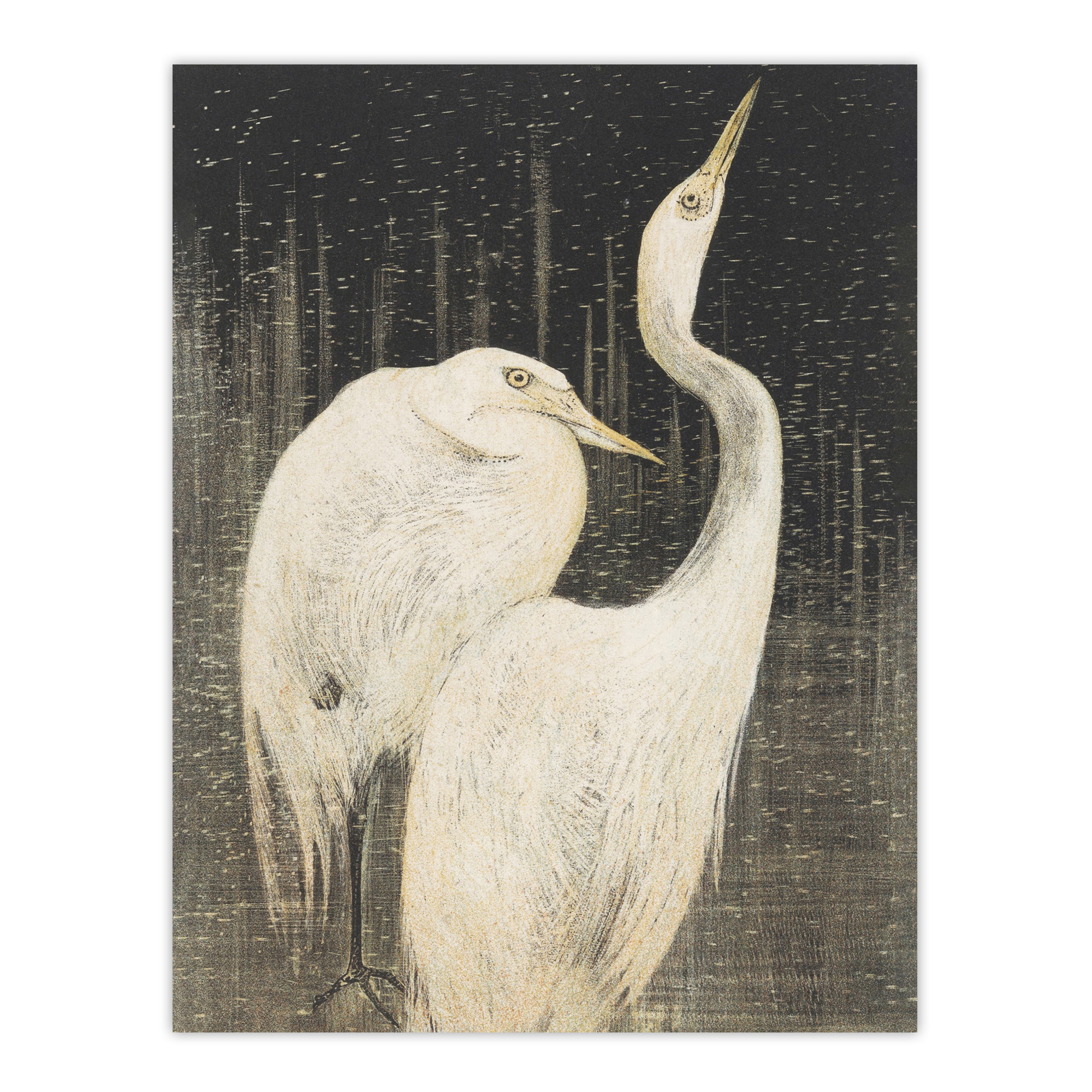 Two Egrets in the Snow Vintage Framed Wall Art Print van Hoytema