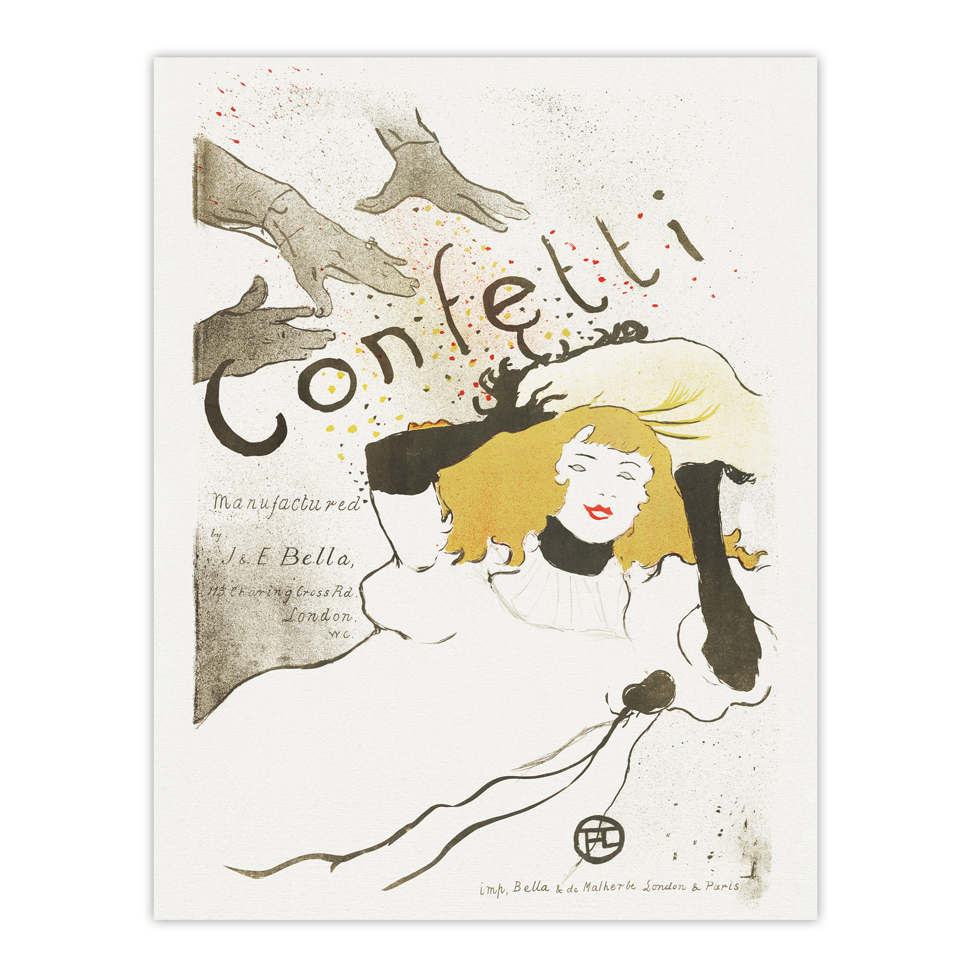 Confetti Vintage French Advert Vintage Framed Wall Art Print Lautrec