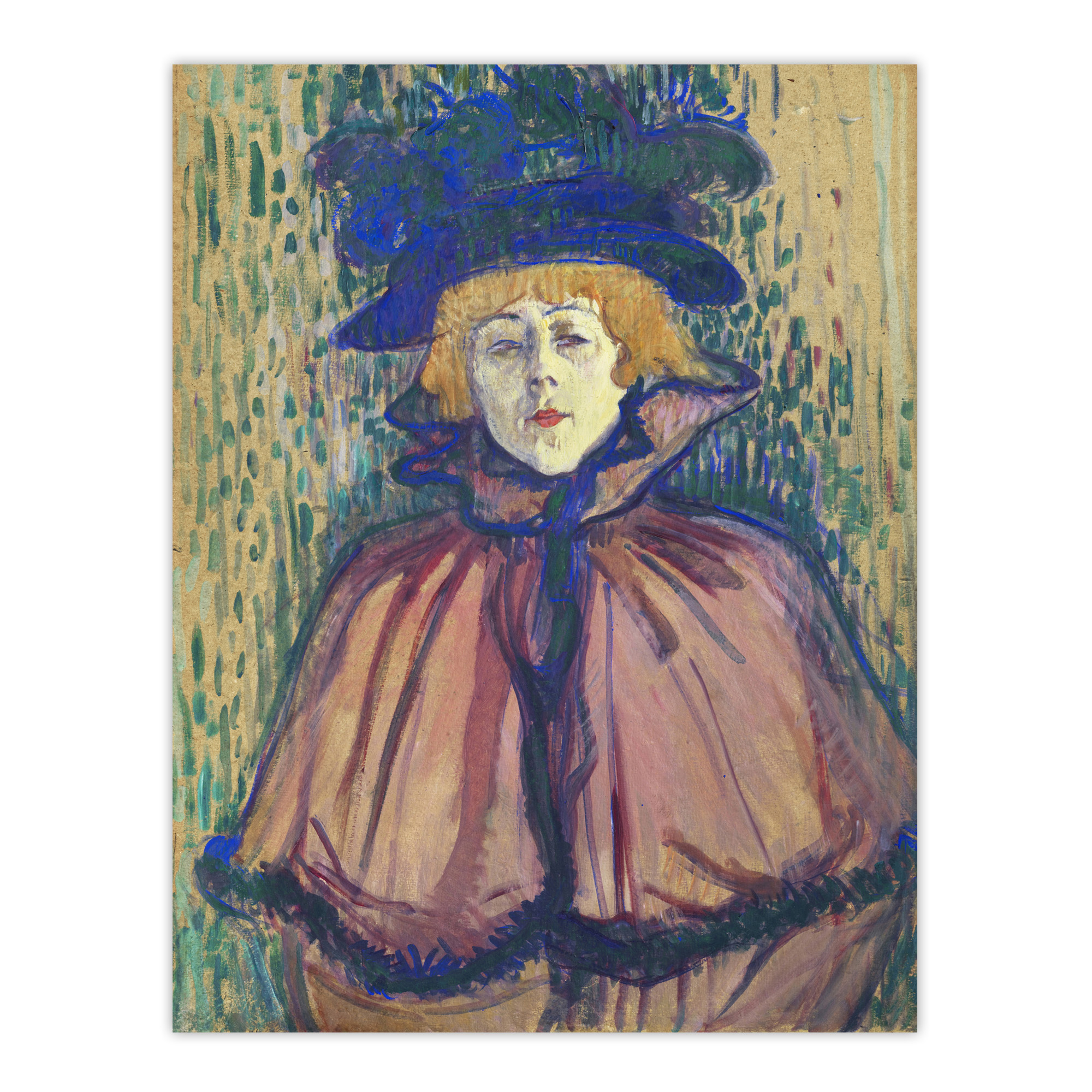 Jane Avril Portrait with Hat Vintage Framed Wall Art Print Lautrec