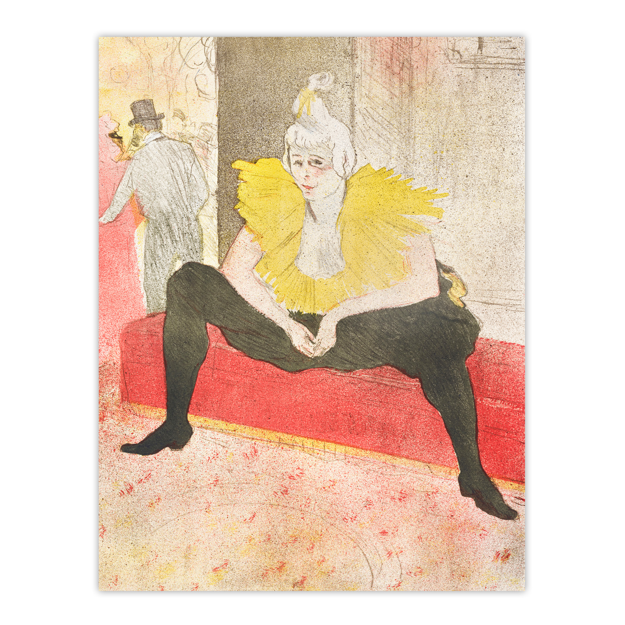 Seated Clowness Sketch Vintage Framed Wall Art Print Toulouse Lautrec