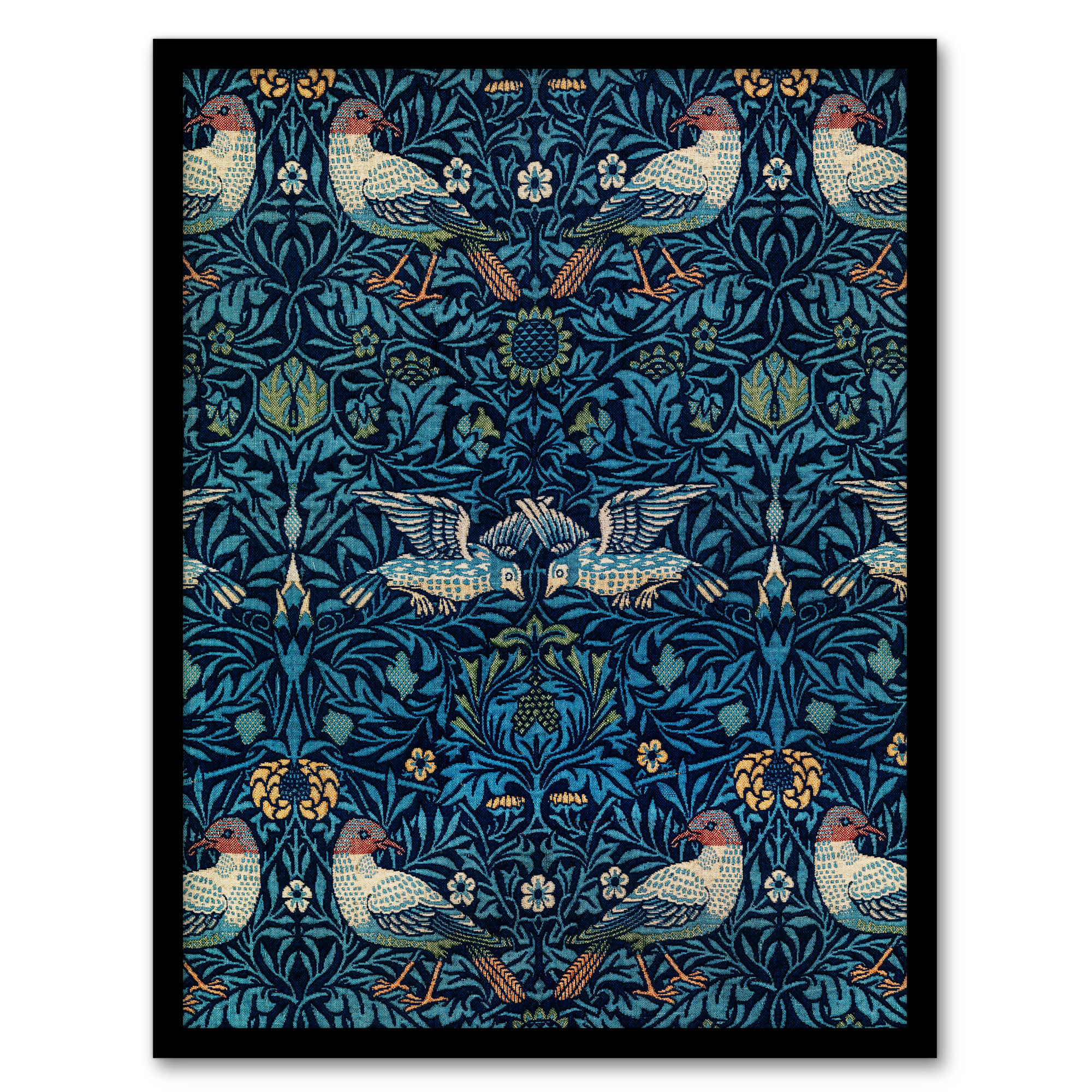 William Morris Framed Wall Art Print Birds and Flowers Blue Pattern Home Décor