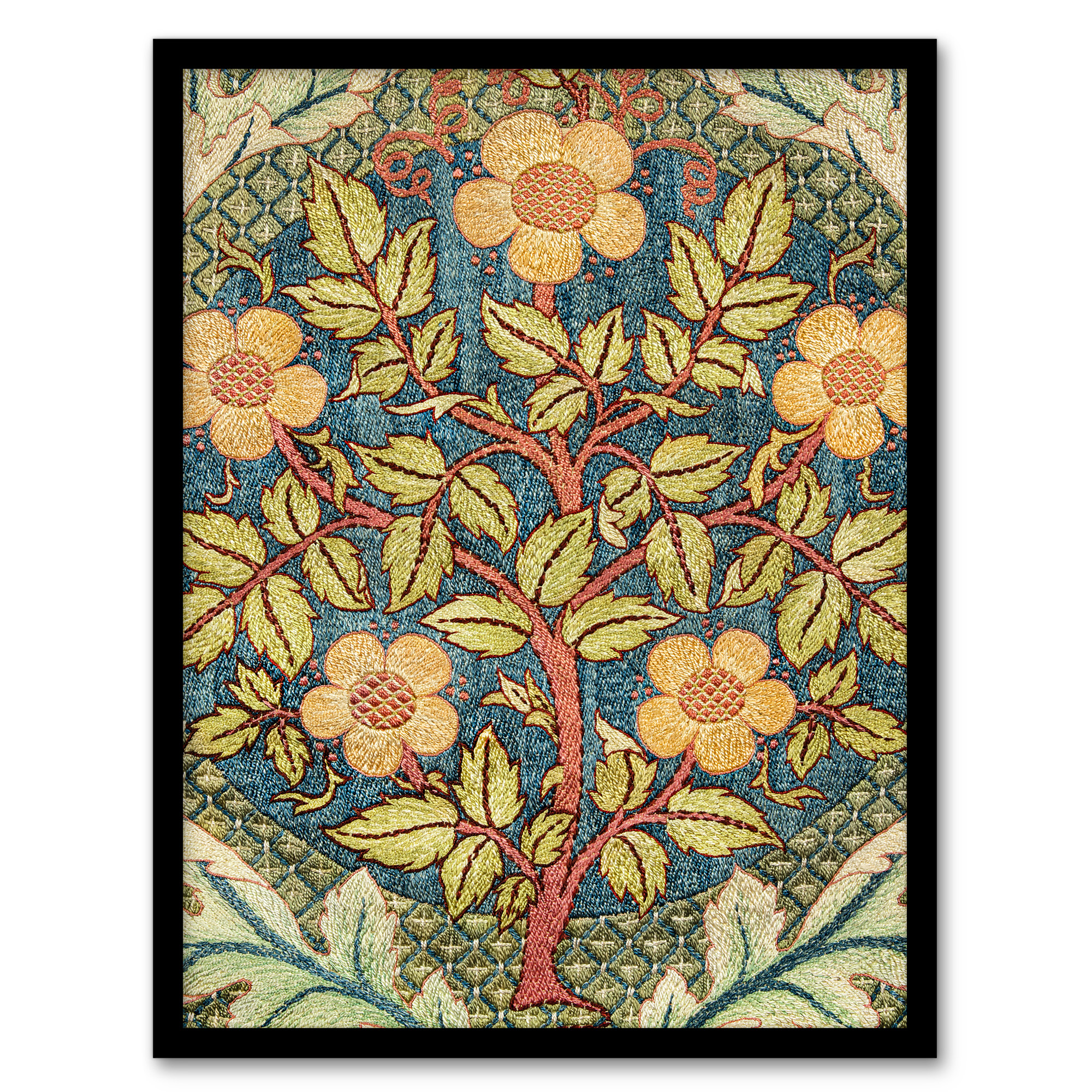 William Morris Framed Wall Art Print Rose Wreath Embroidery Pattern Home Décor