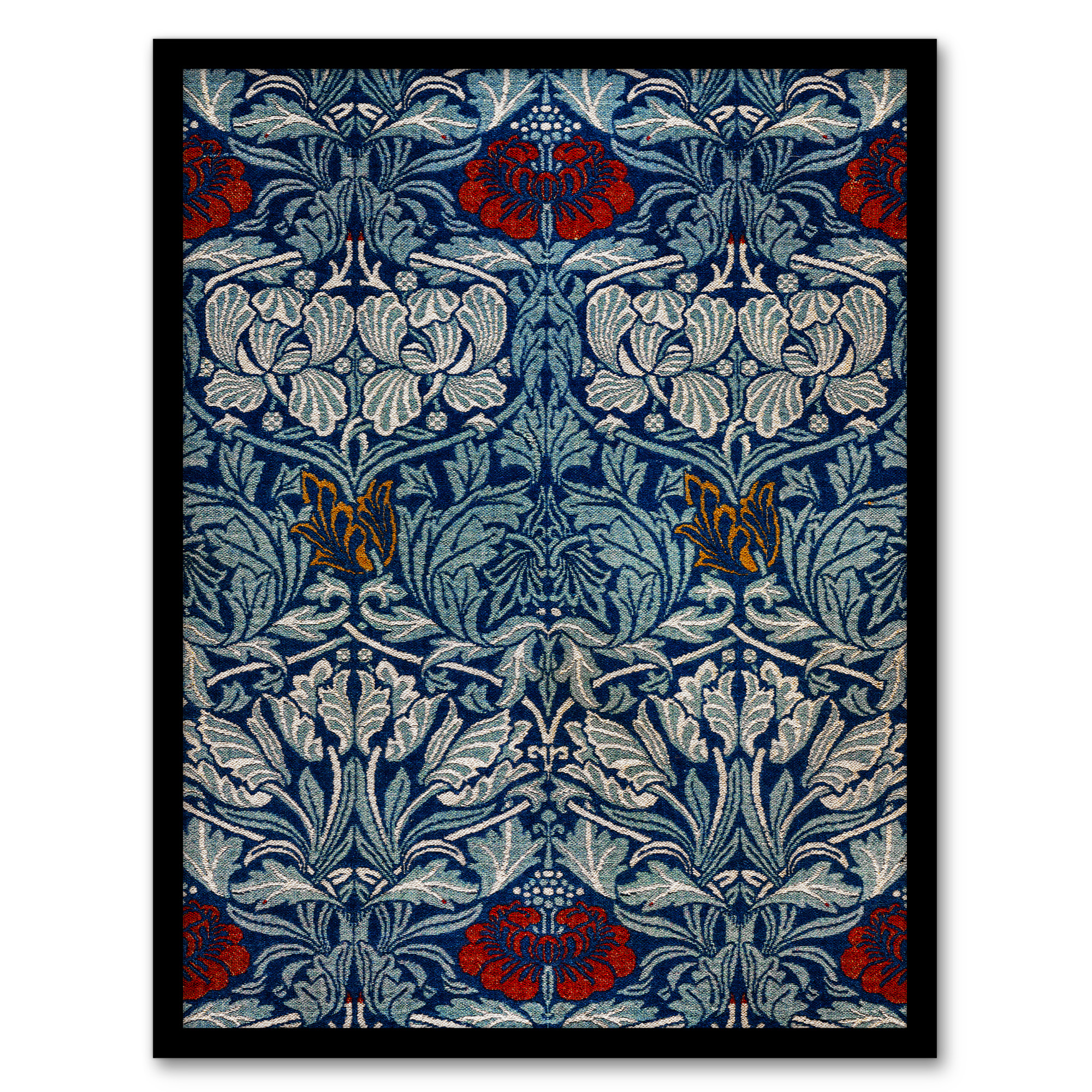 Tulip and Rose Floral Pattern Vintage Framed Wall Art Print W. Morris