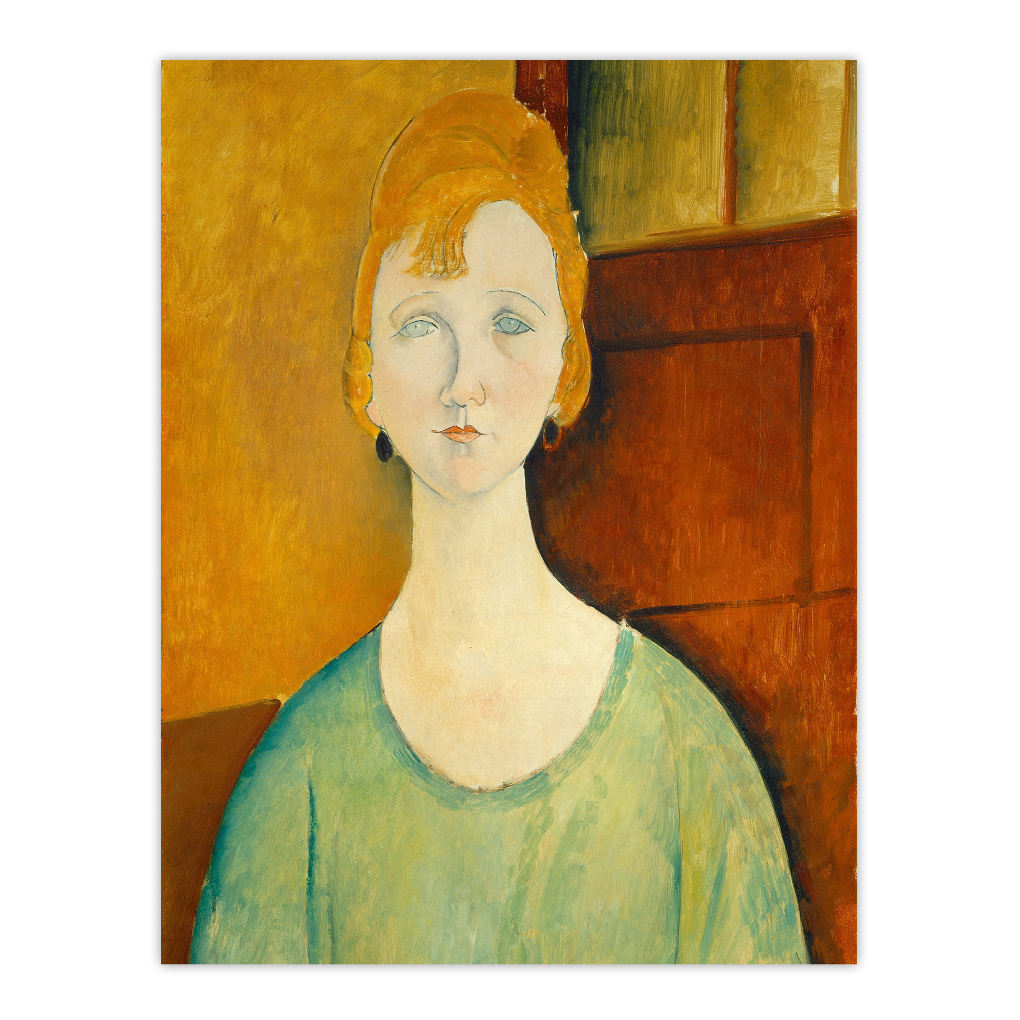 Girl in Green Blouse Portrait Modigliani Vintage Wall Art Print Poster