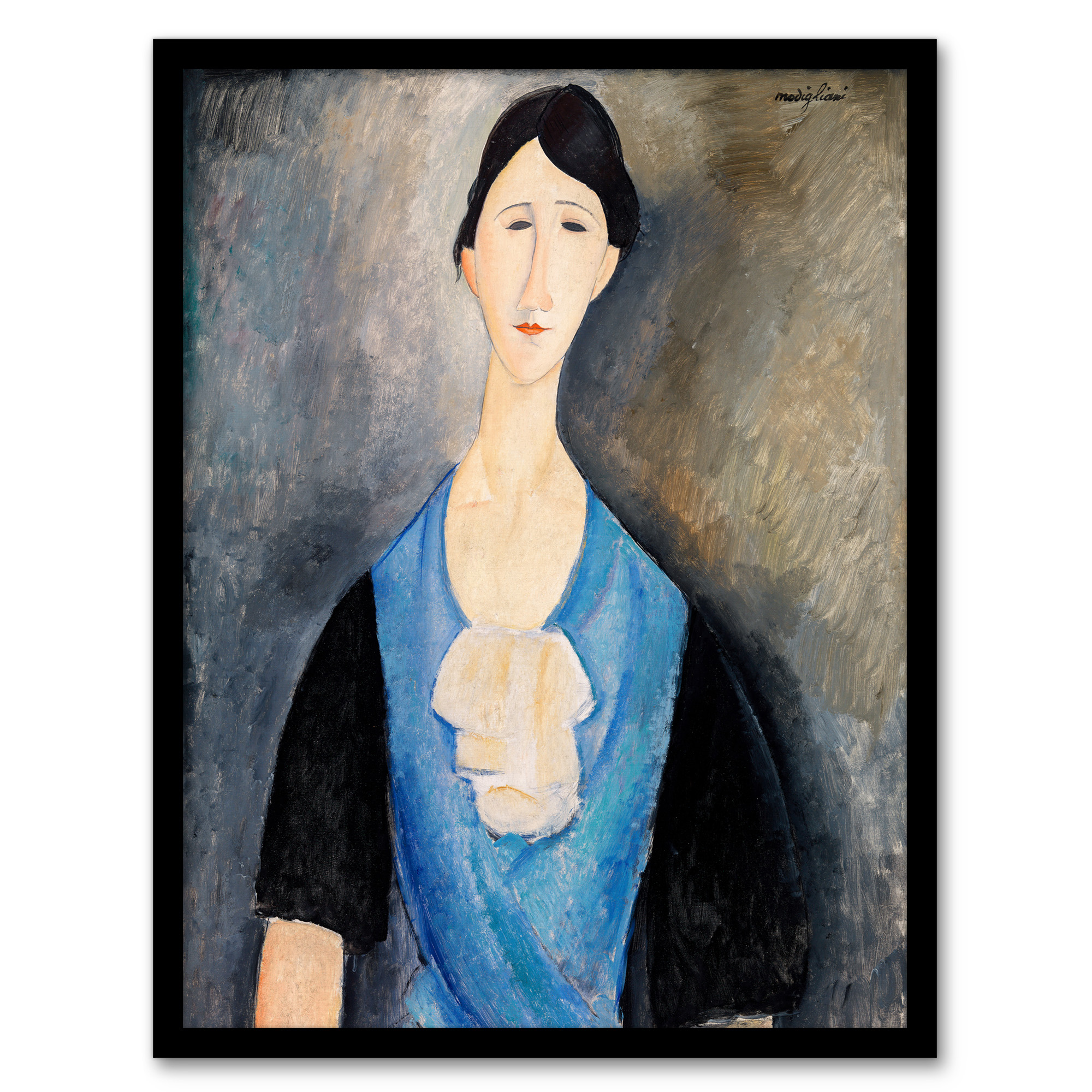 Amedeo Modigliani Framed Wall Art Print Young Woman in Blue Portrait Home Décor