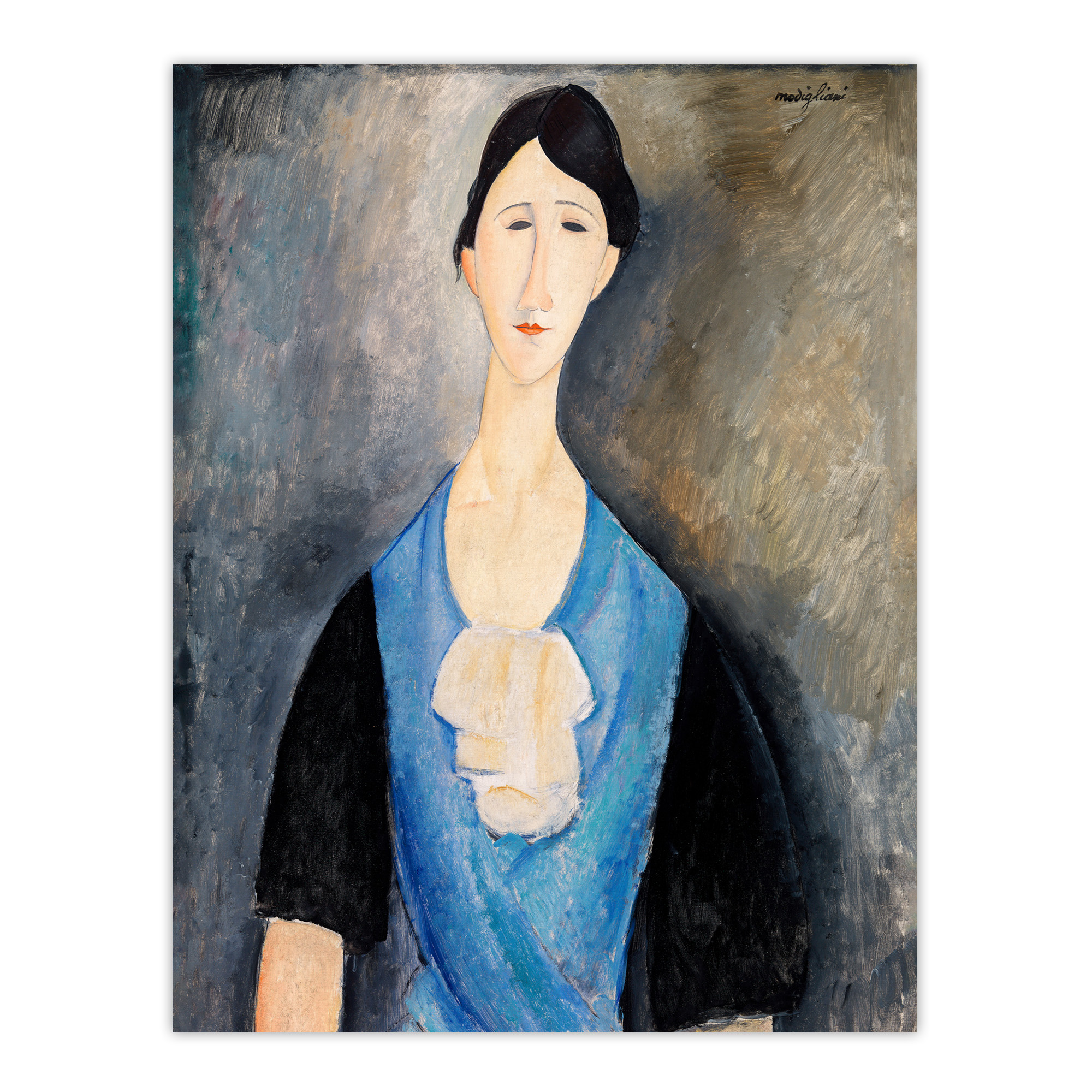 Young Woman in Blue Portrait Modigliani Vintage Wall Art Print Poster