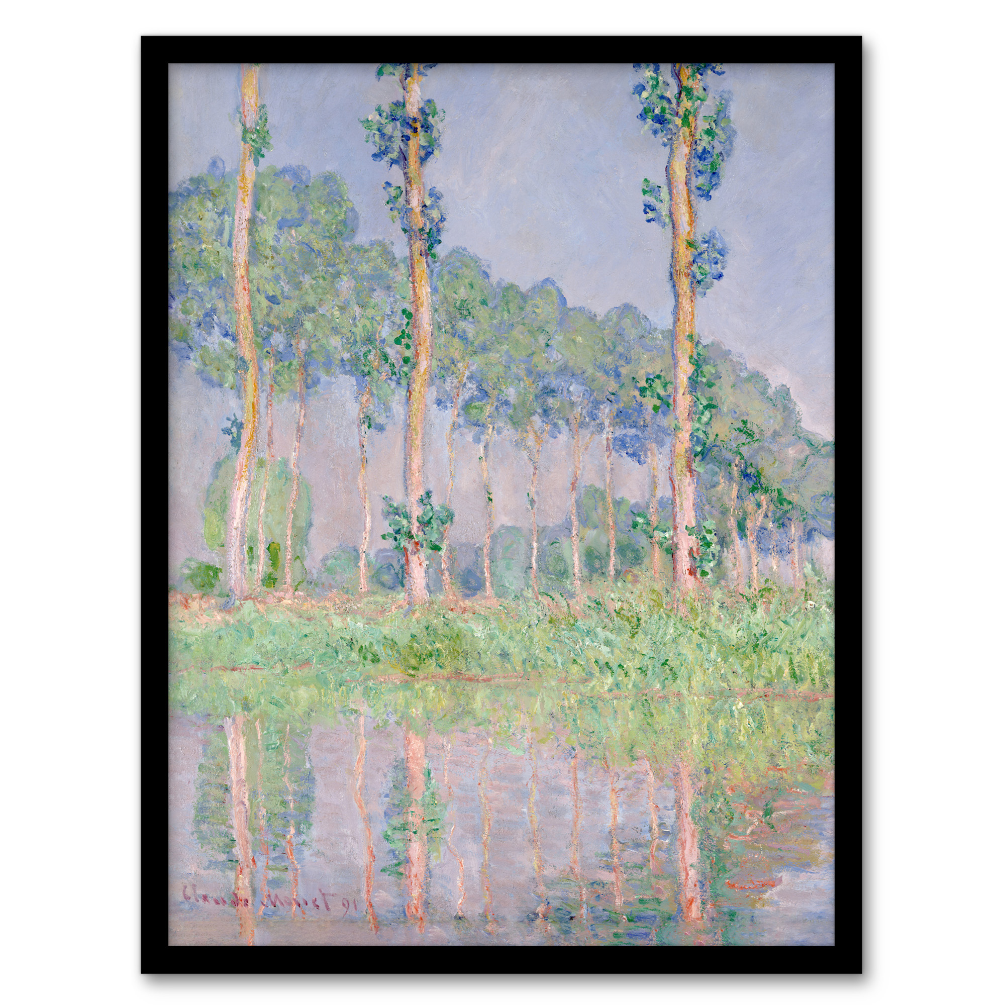 Claude Monet Framed Wall Art Print Poplars Pink Effect Landscape Home Décor