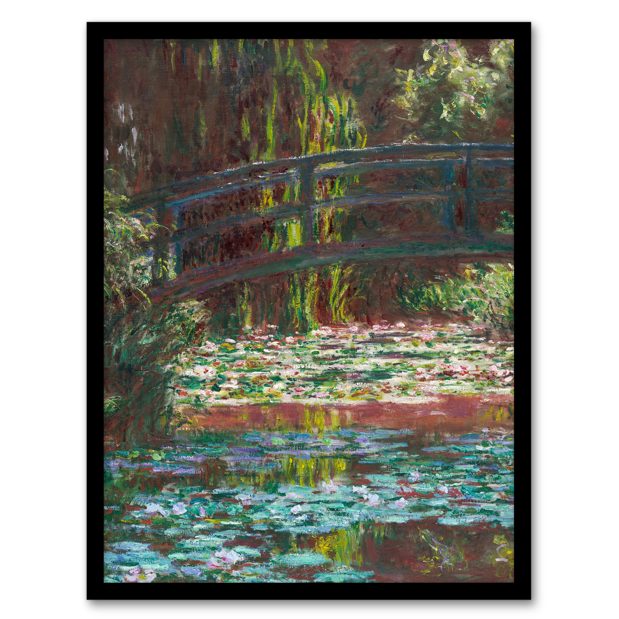 Claude Monet Framed Wall Art Print Water Lily Pond with Bridge Home Décor A3/A4