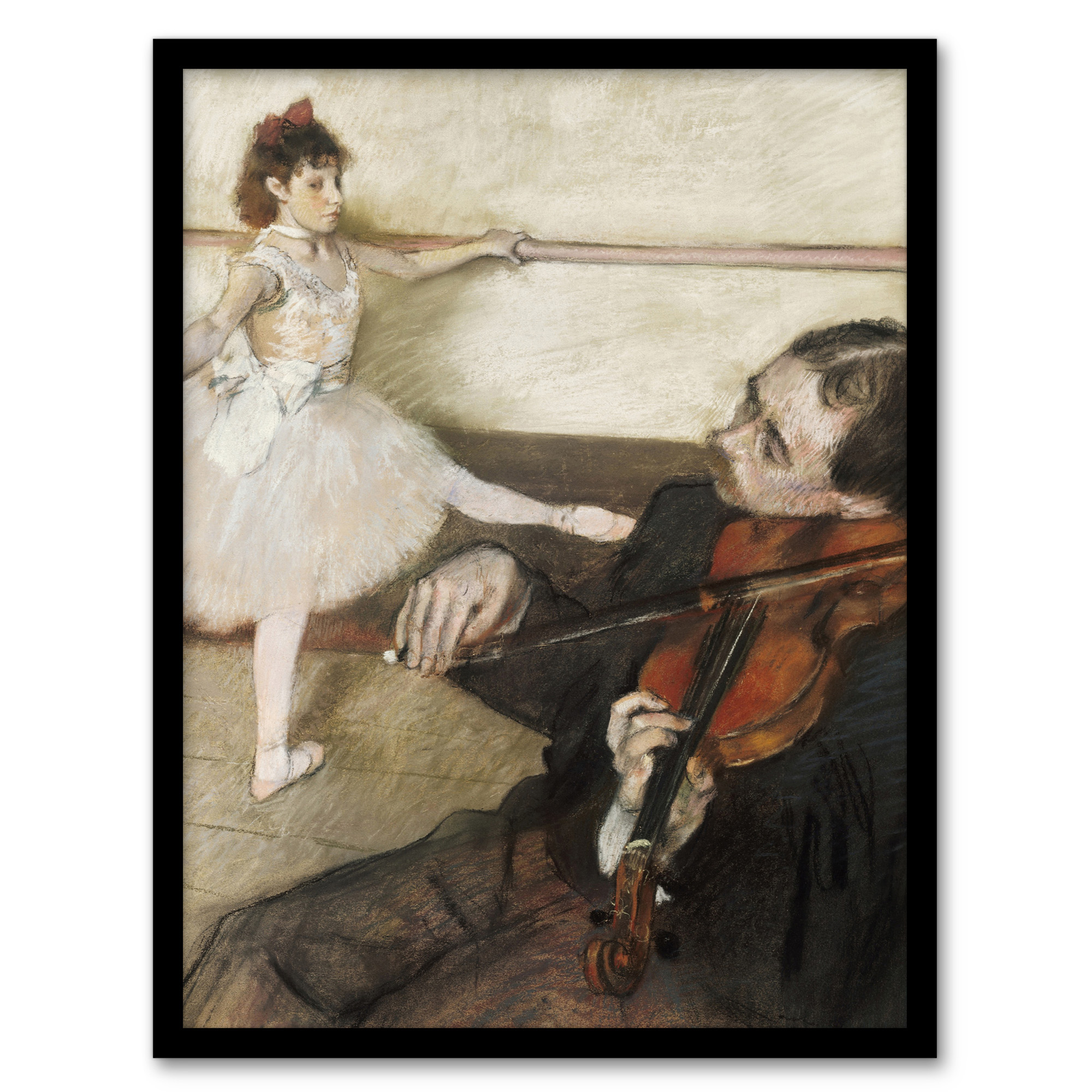 Edgar Degas Framed Wall Art Print Dance Lesson with Violinist Home Décor A3/A4