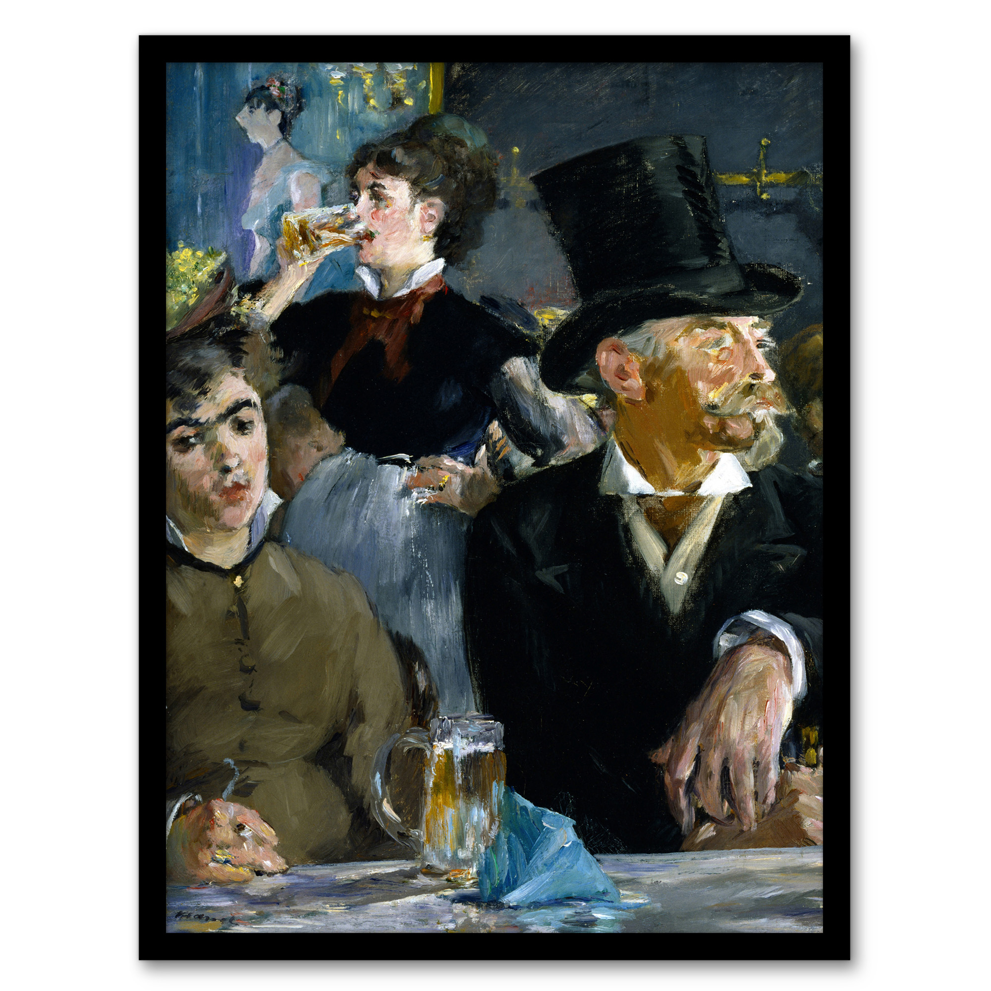 Edouard Manet Framed Wall Art Print At the Cafe Paris Nightlife Scene Home Décor