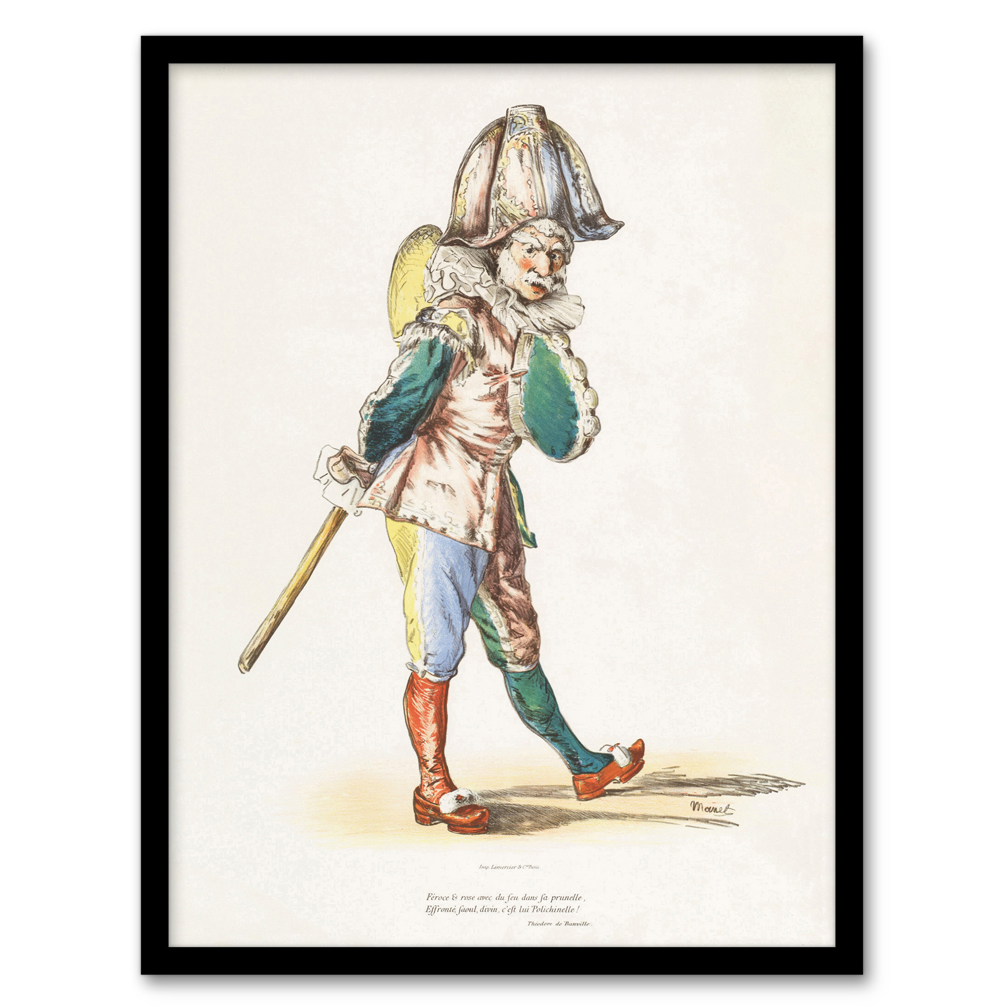 Polichinelle Clown Portrait Manet Vintage Wall Art Print Poster