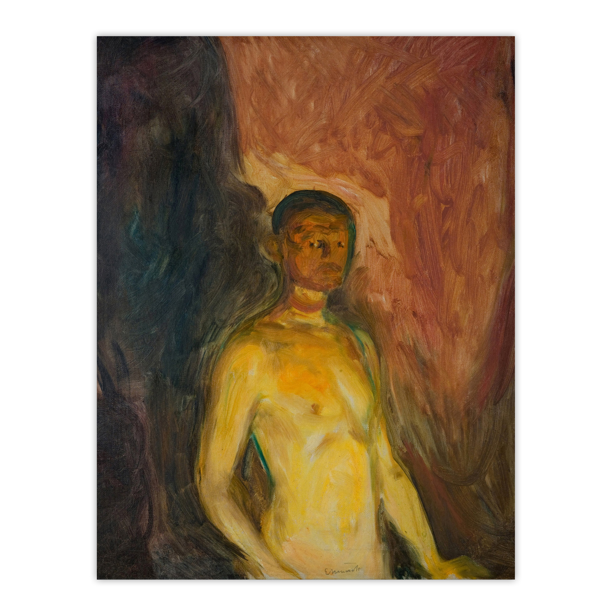 Artist Self Portrait in Hell Munch Vintage Wall Art Print Poster