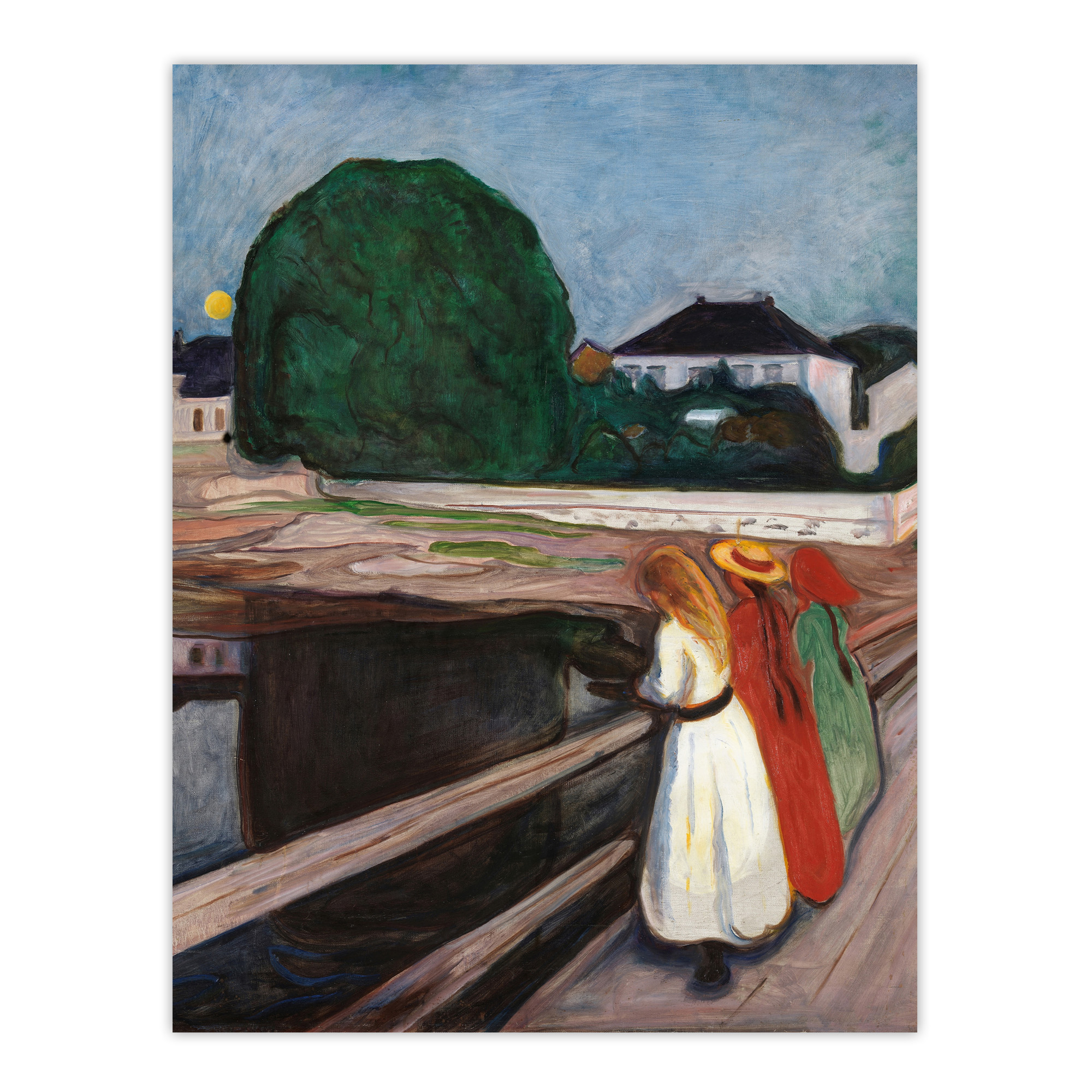 Young Girls on the Bridge Munch Vintage Wall Art Print Poster