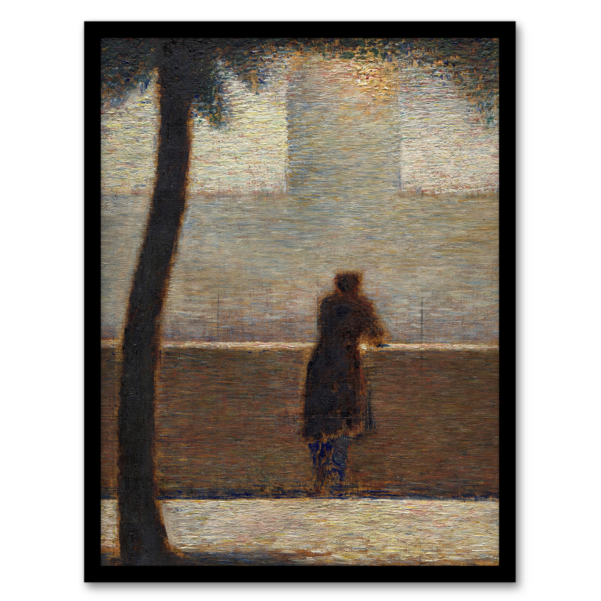 Georges Seurat Framed Wall Art Print Man Leaning on a Parapet Home Décor A3/A4