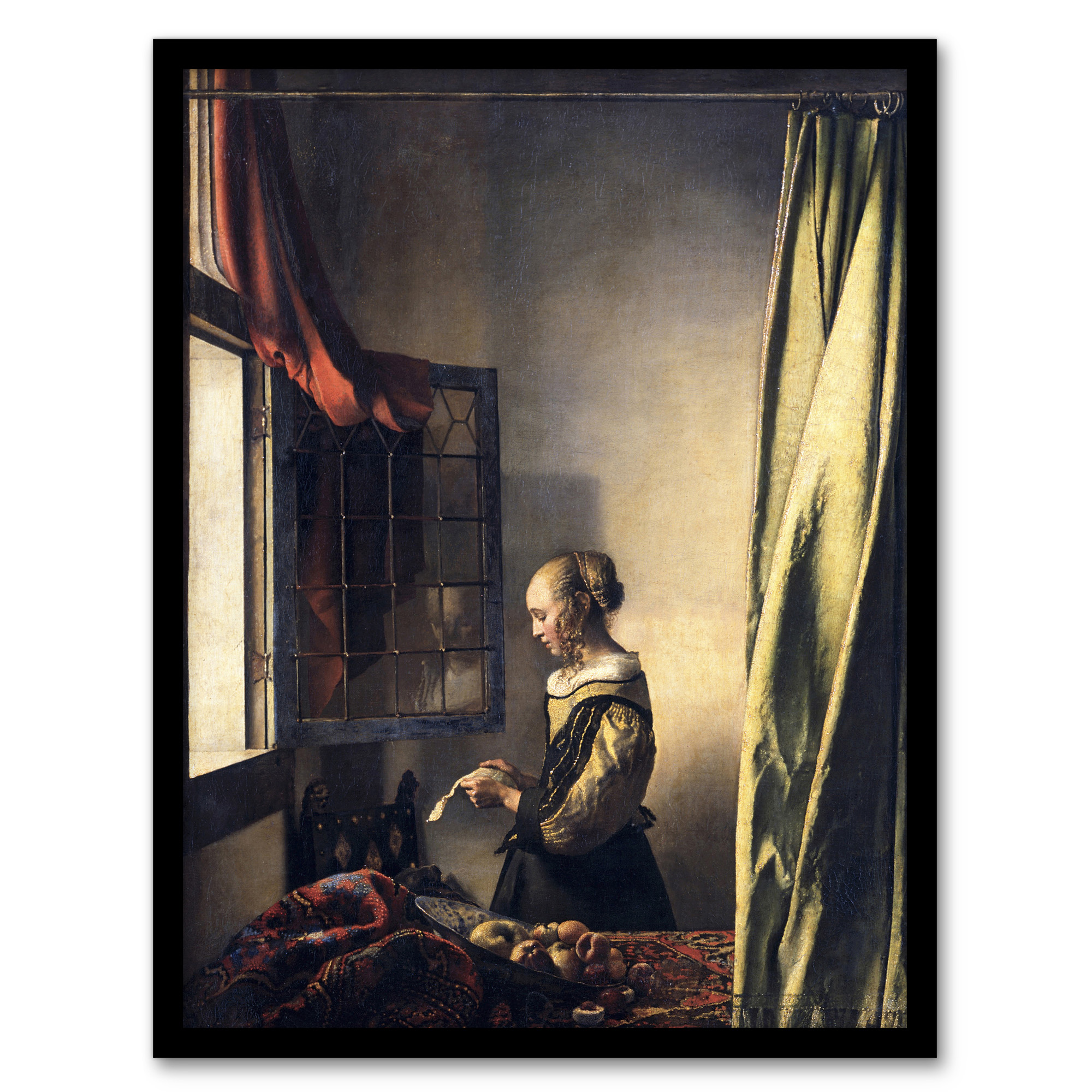 Girl Reading Letter by Open Window Vermeer Wall Art Print Poster