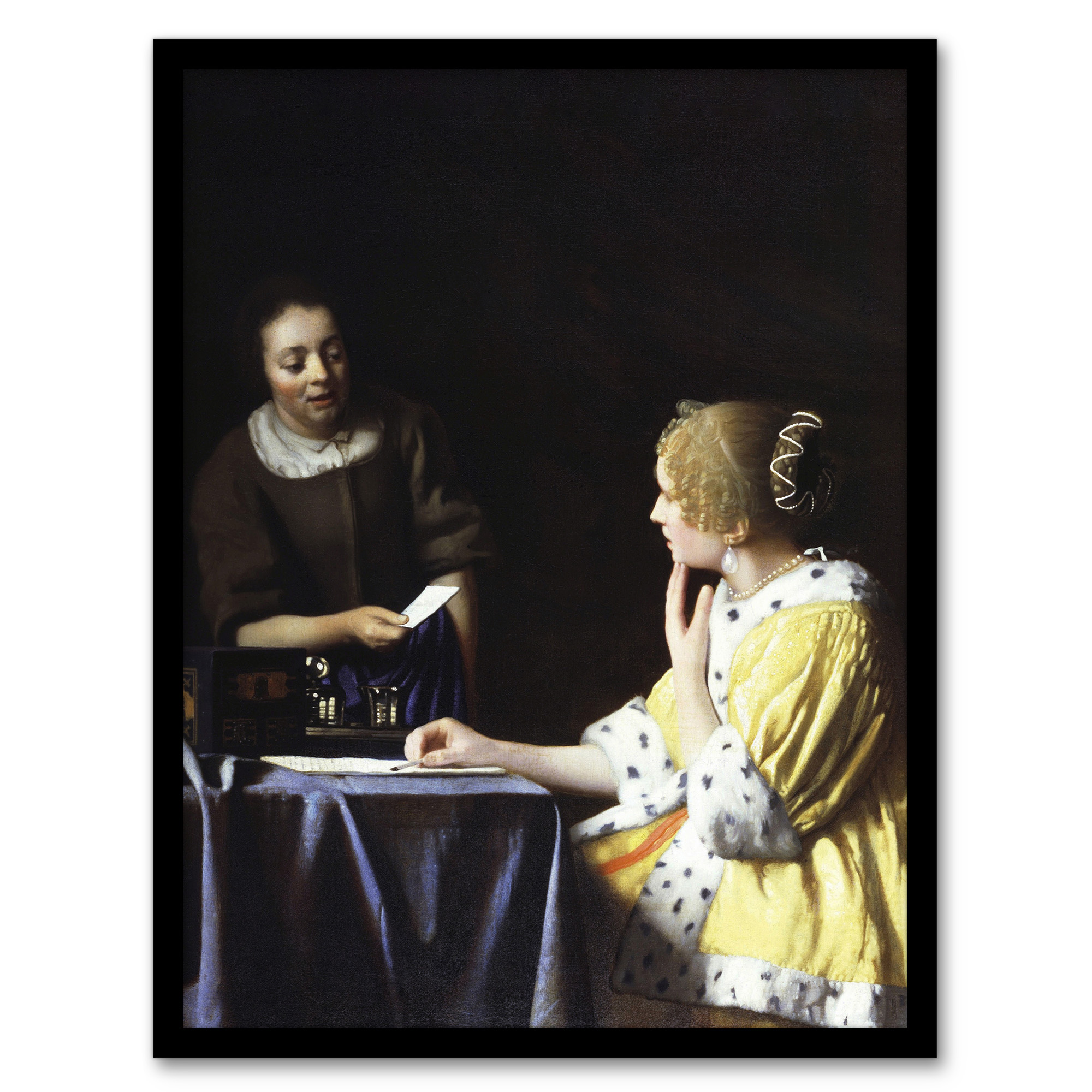Mistress and Maid Portrait Vermeer Vintage Wall Art Print Poster