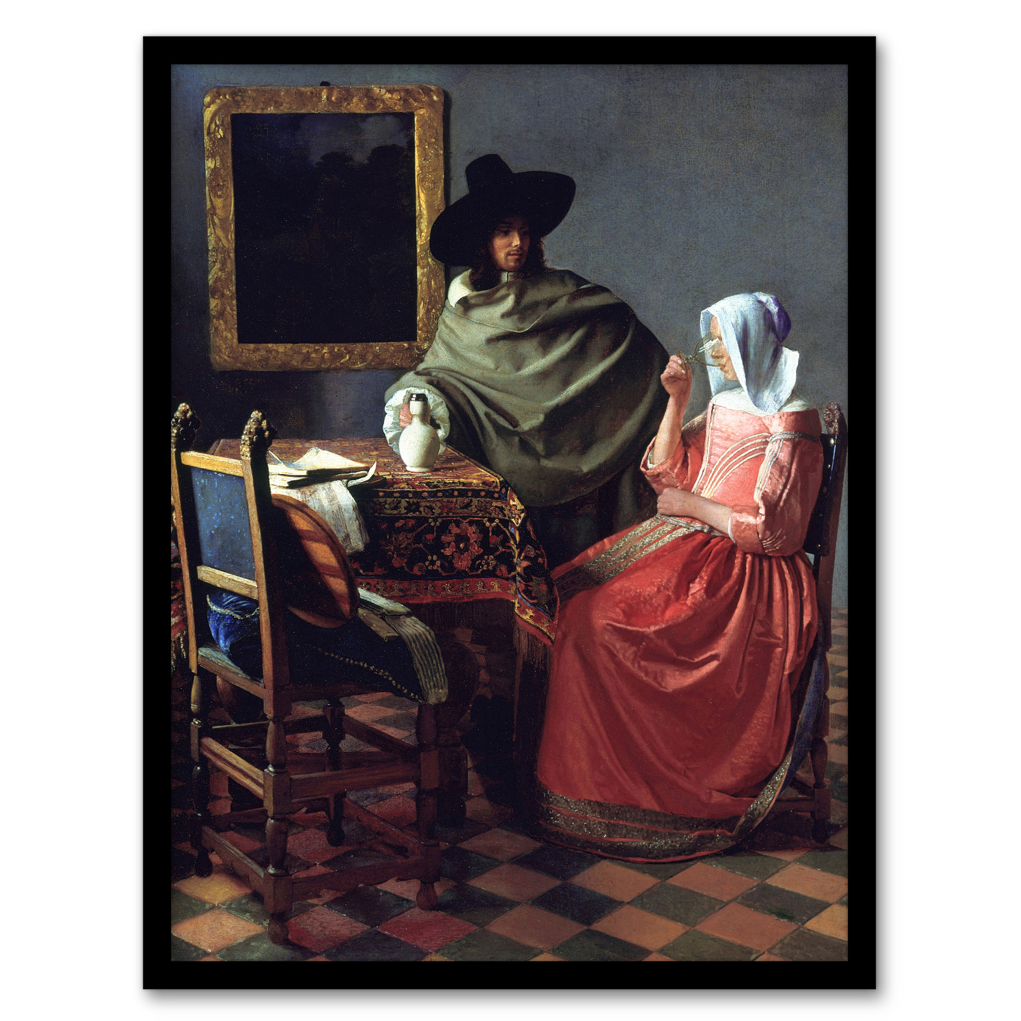 The Wine Glass Cropped Painting Vermeer Vintage Wall Art Print Poster