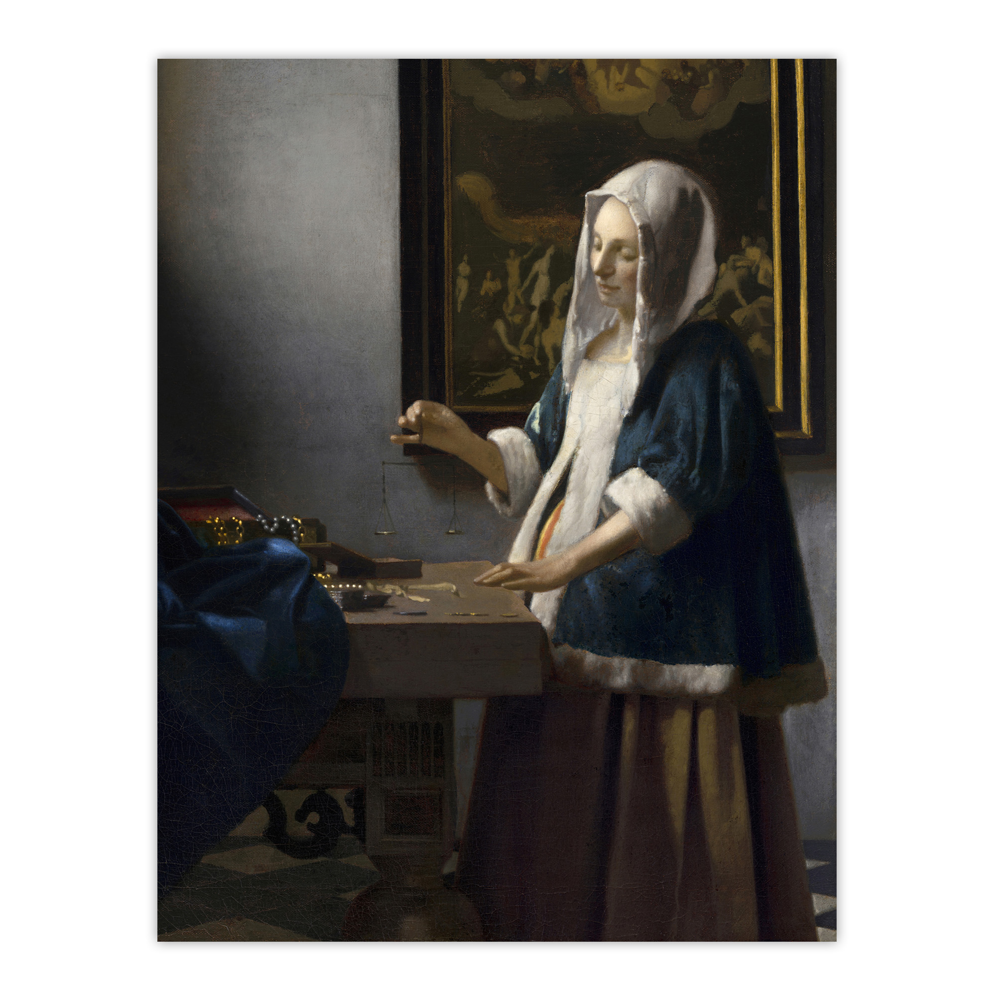Woman Holding a Balance Vermeer Vintage Wall Art Print Poster