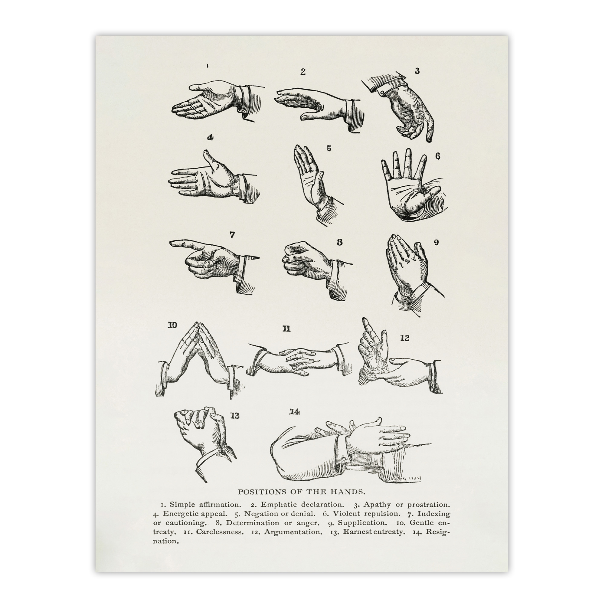 Positions of Hand Gestures Richardson Vintage Wall Art Print Poster