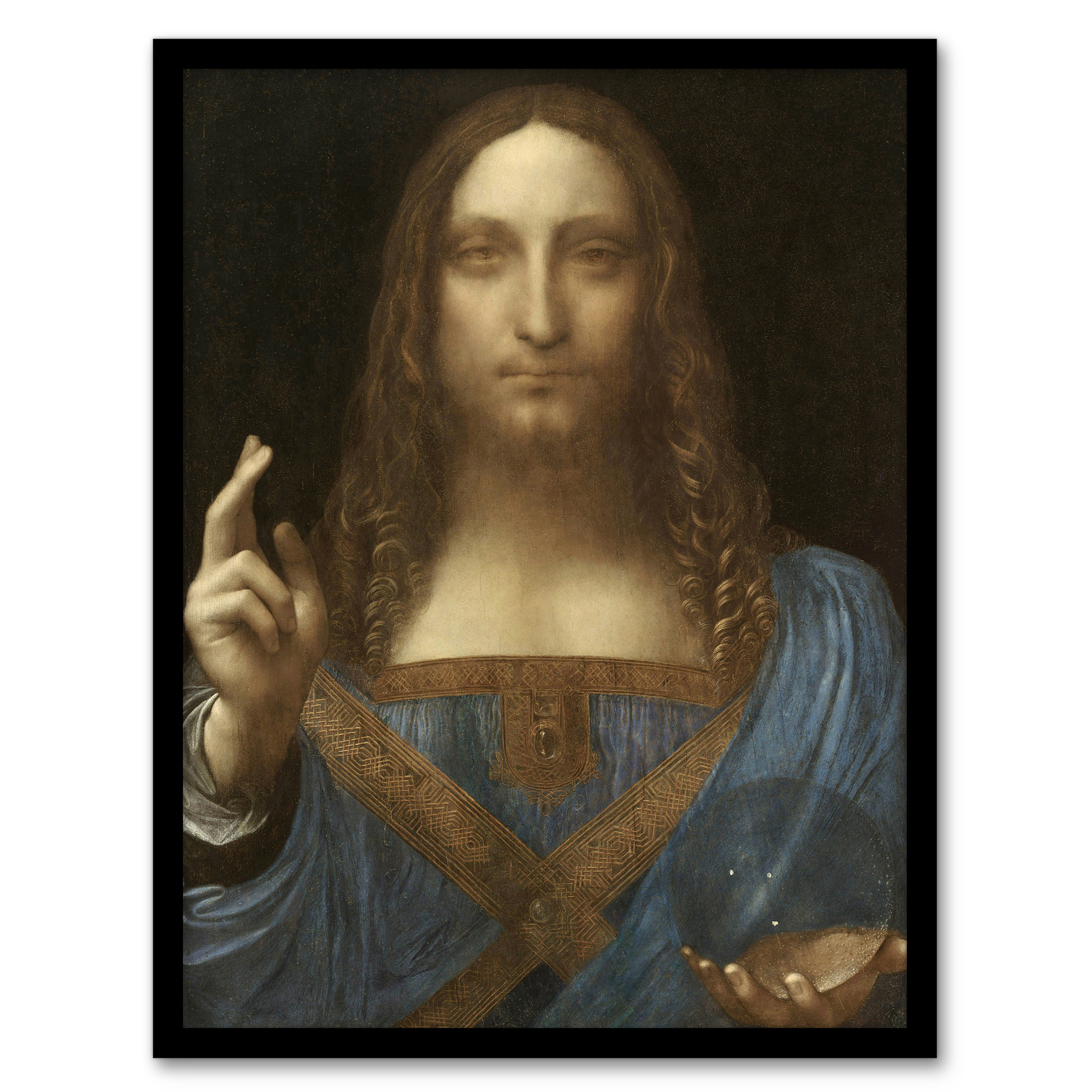 Leonardo da Vinci Framed Wall Art Print Salvator Mundi World Savior Home Décor