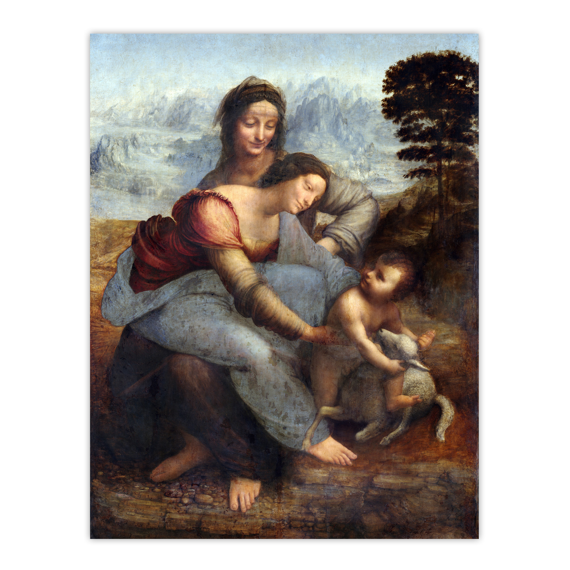 Virgin & Child Saint Anne da Vinci Vintage Wall Art Print Poster