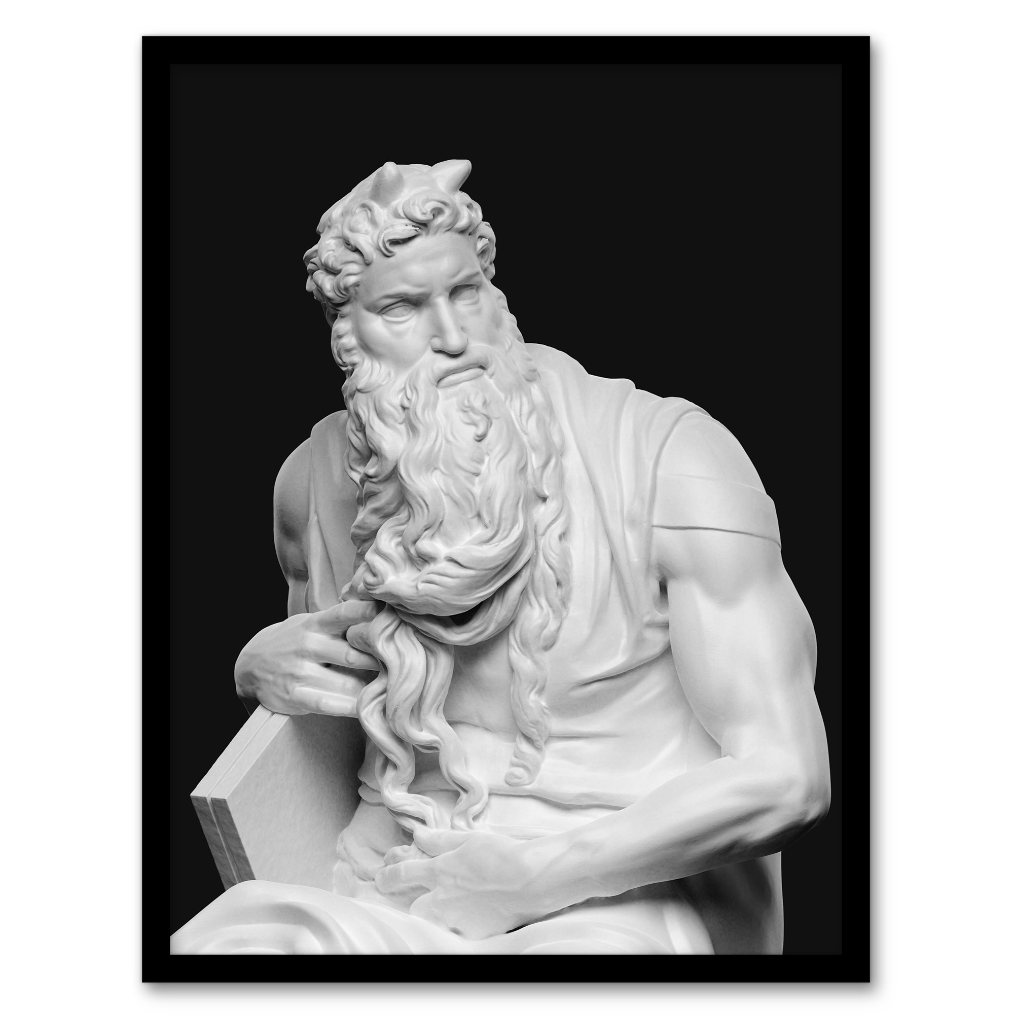 Michelangelo Buonarroti Framed Wall Art Print Moses Sculpture Statue Home Décor