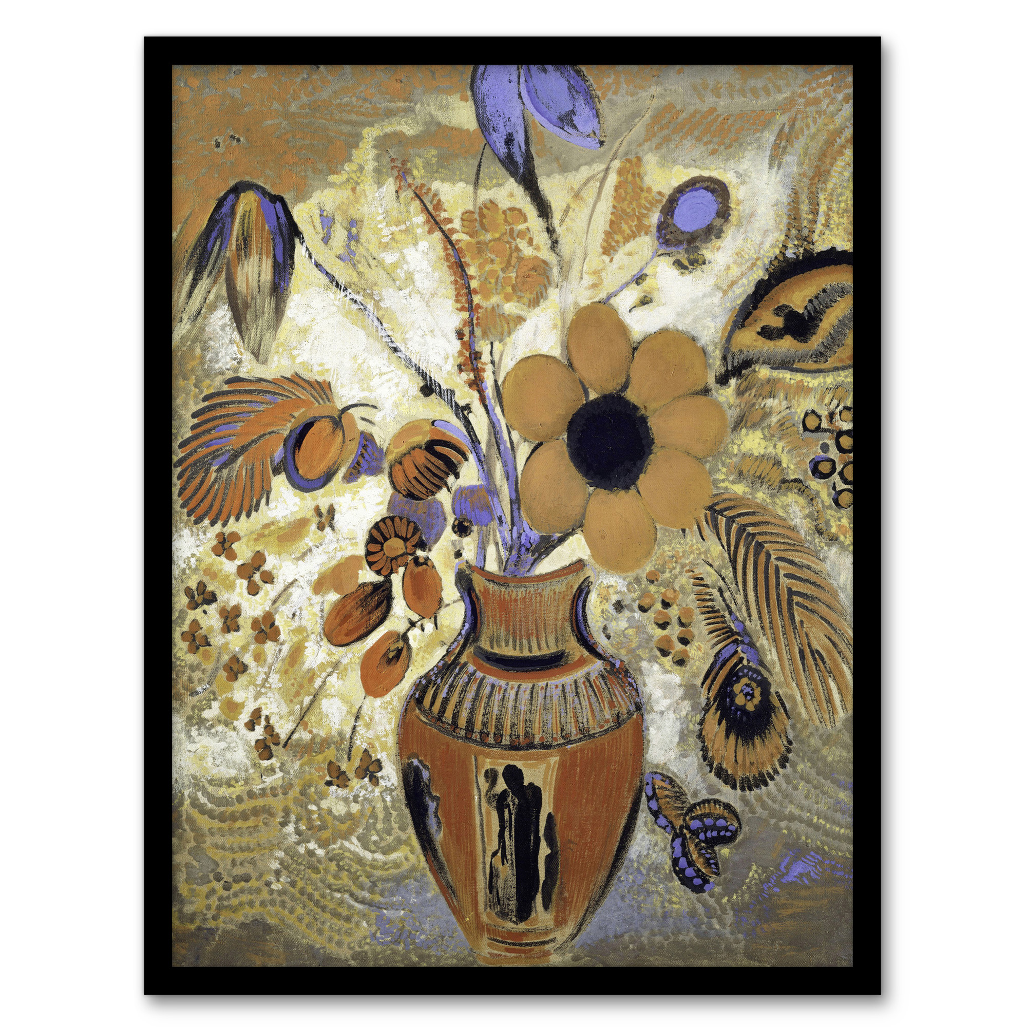 Etruscan Vase with Flowers Redon Vintage Wall Art Print Poster