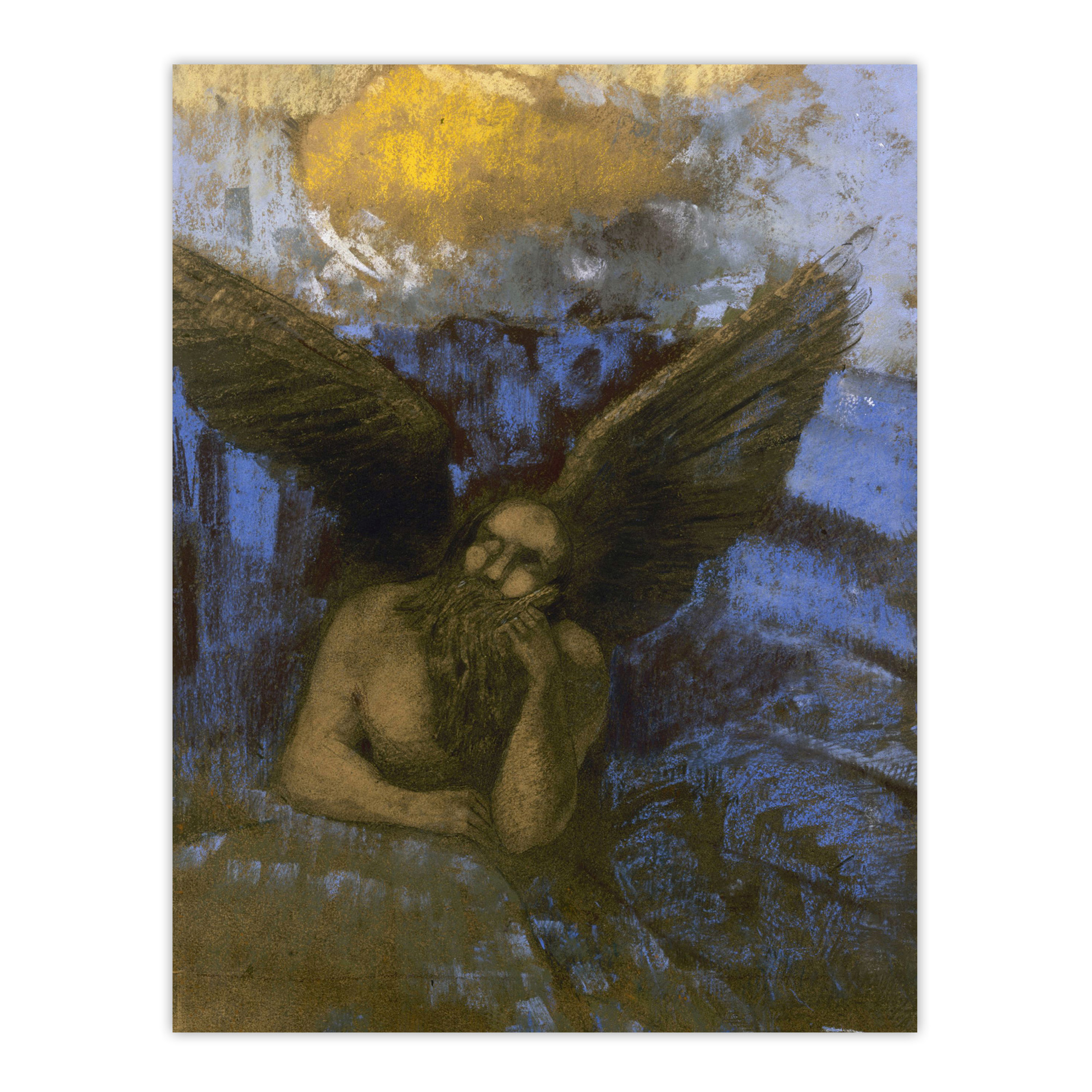 Old Angel Winged Sphinx Painting Redon Vintage Wall Art Print Poster