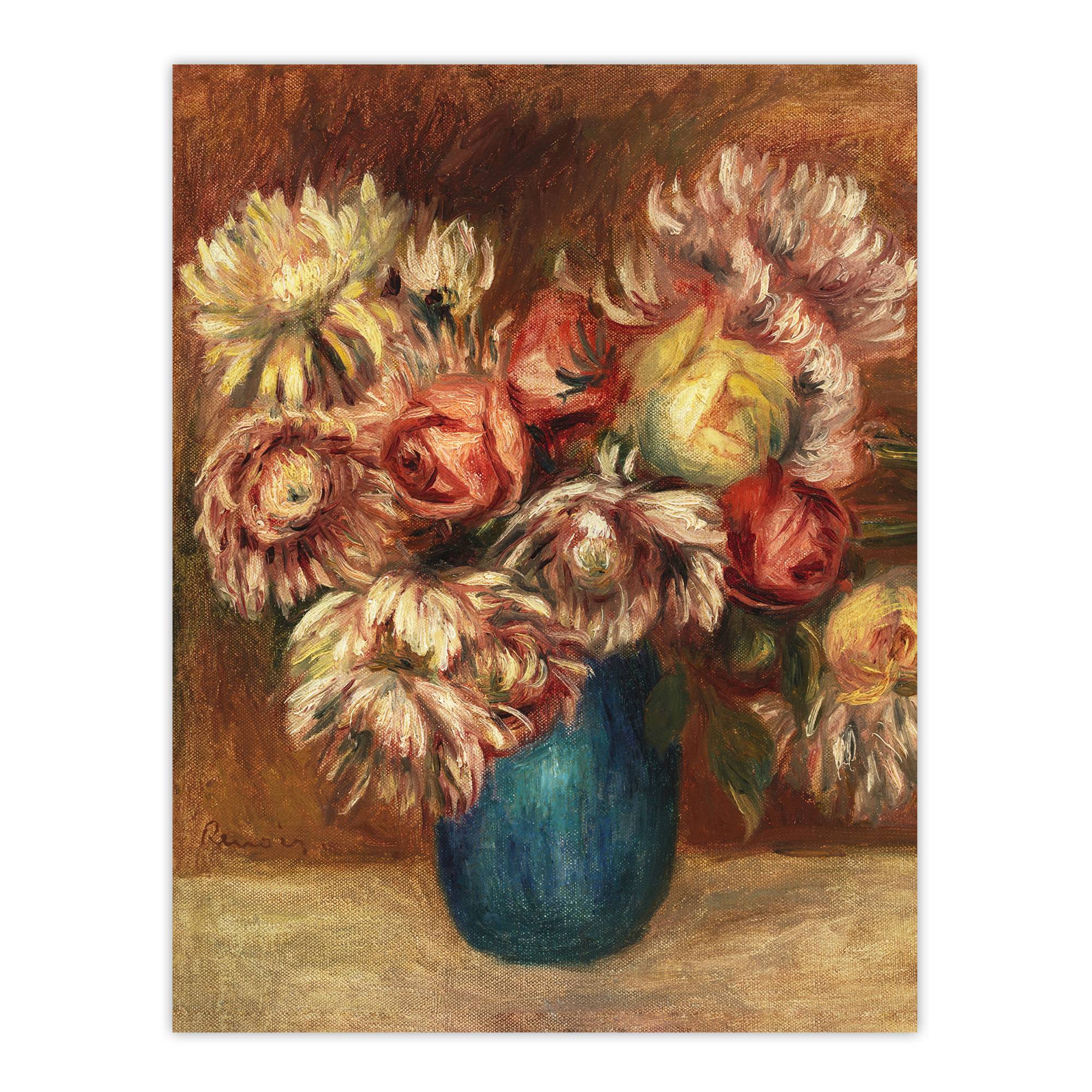 Flowers in a Green Vase Renoir Vintage Wall Art Print Poster