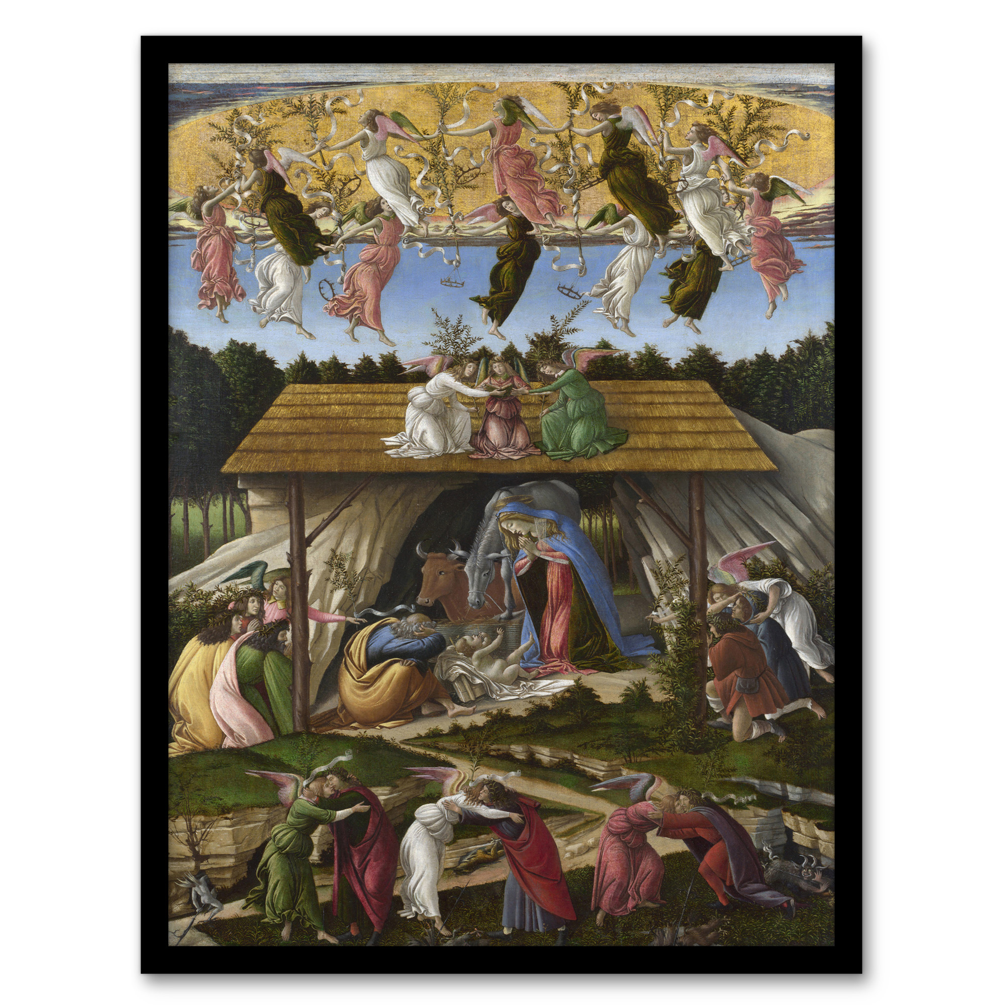 Mystic Nativity Painting Botticelli Vintage Wall Art Print Poster