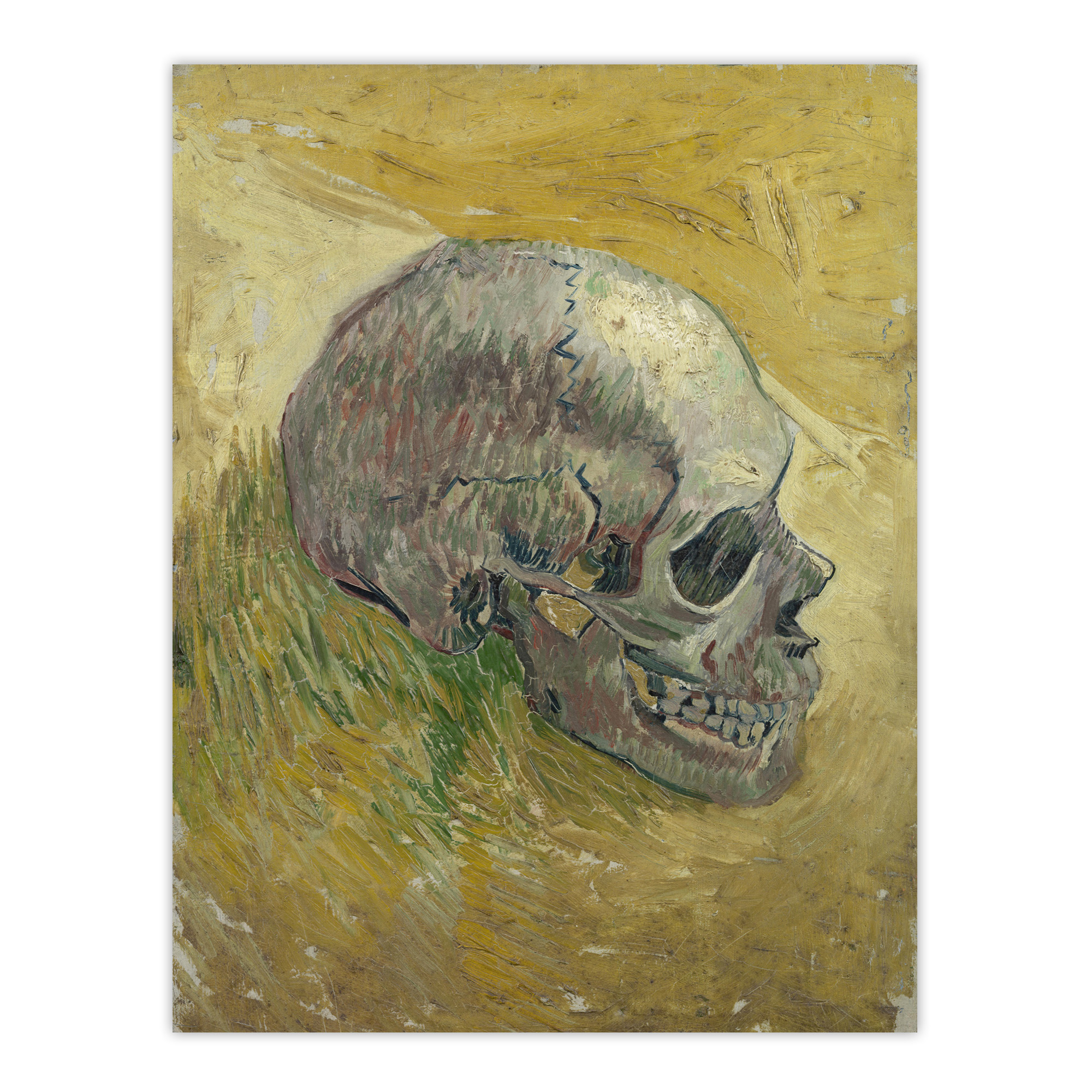 Human Skull Study in Yellow Van Gogh Vintage Wall Art Print Poster