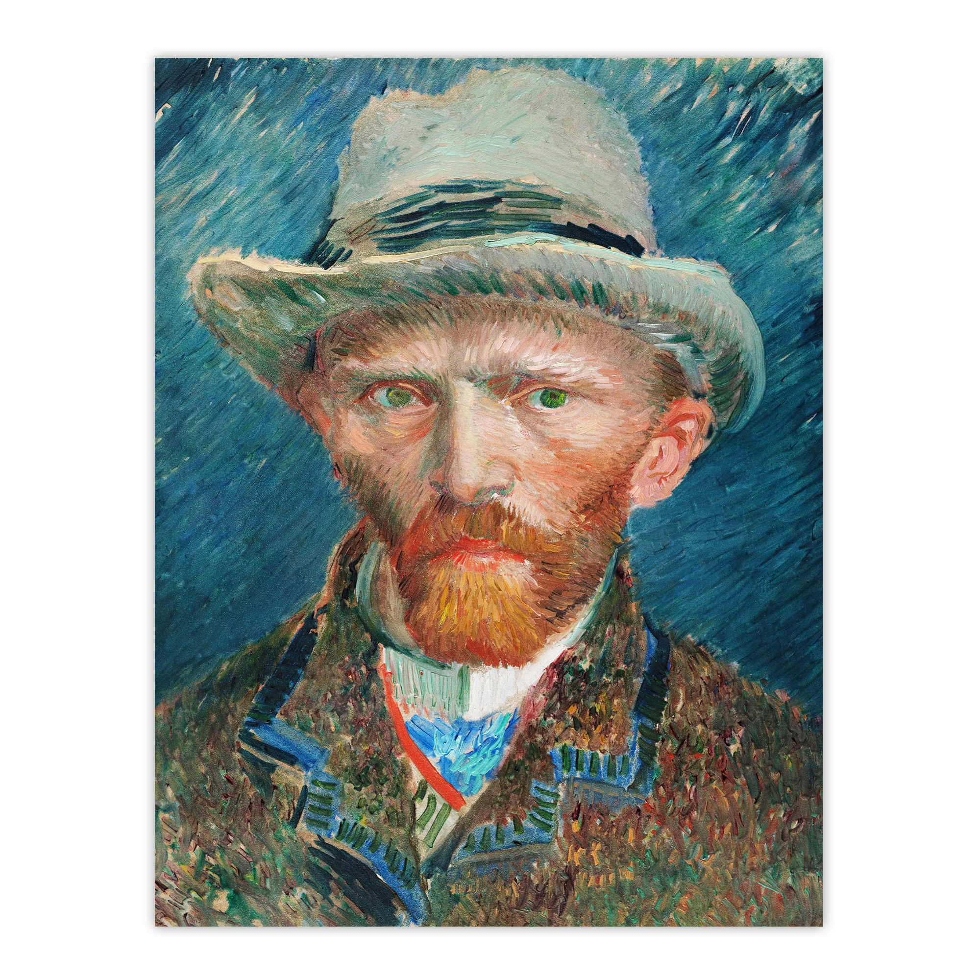 Self Portrait With Hat Van Gogh Vintage Wall Art Print Poster