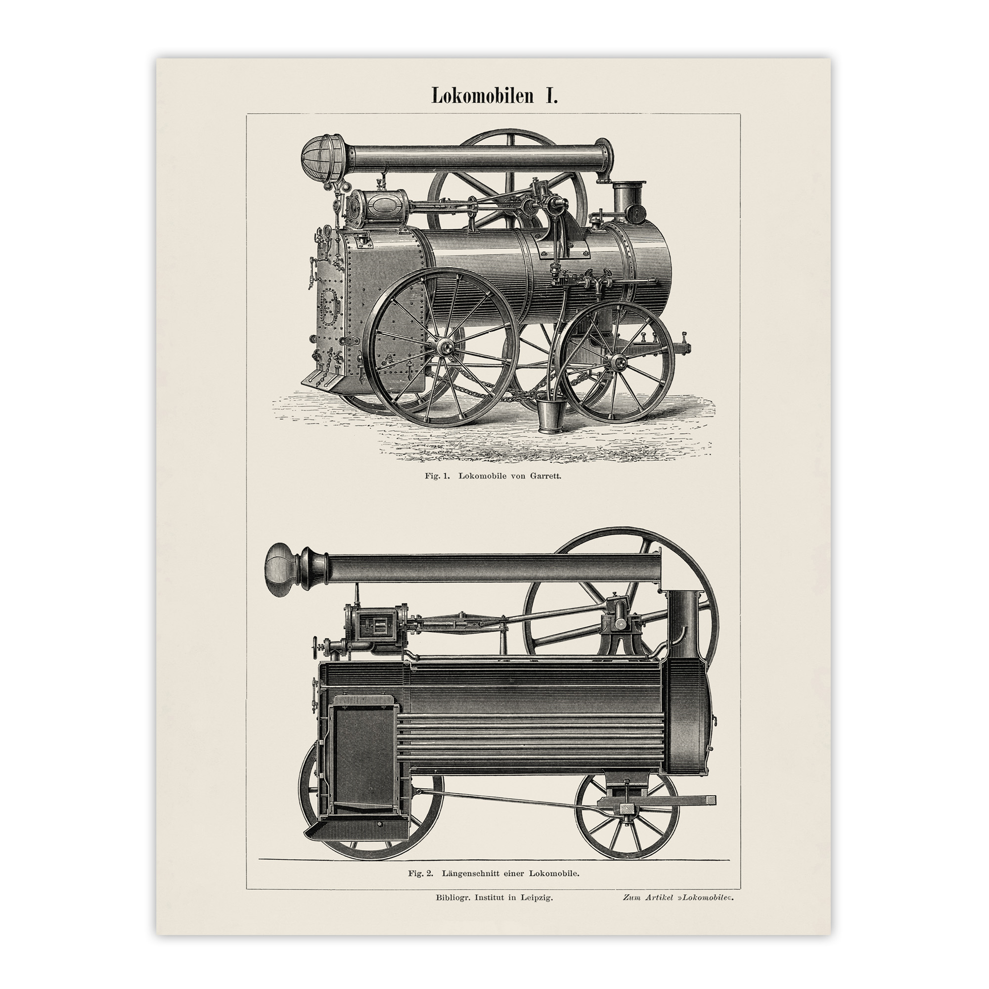 Lokomobilen Locomotive Steam Train Engine Vintage Wall Art Print Poster