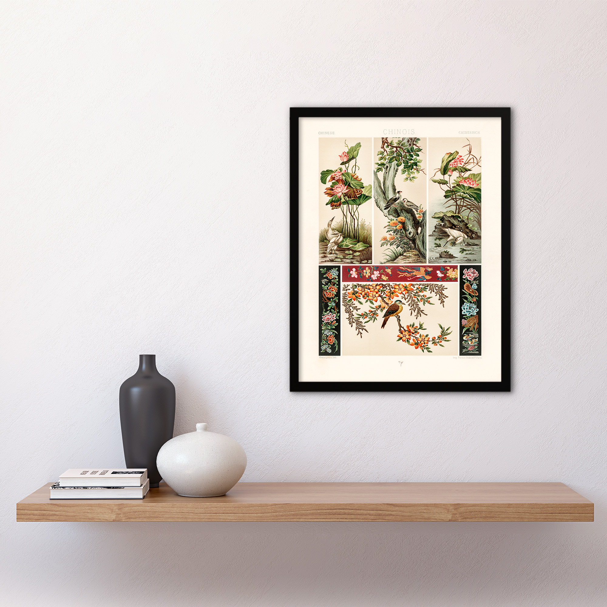 Albert Racinet Framed Wall Art Chinese Patterns of Birds and Flowers Home Décor - Bild 3 von 9