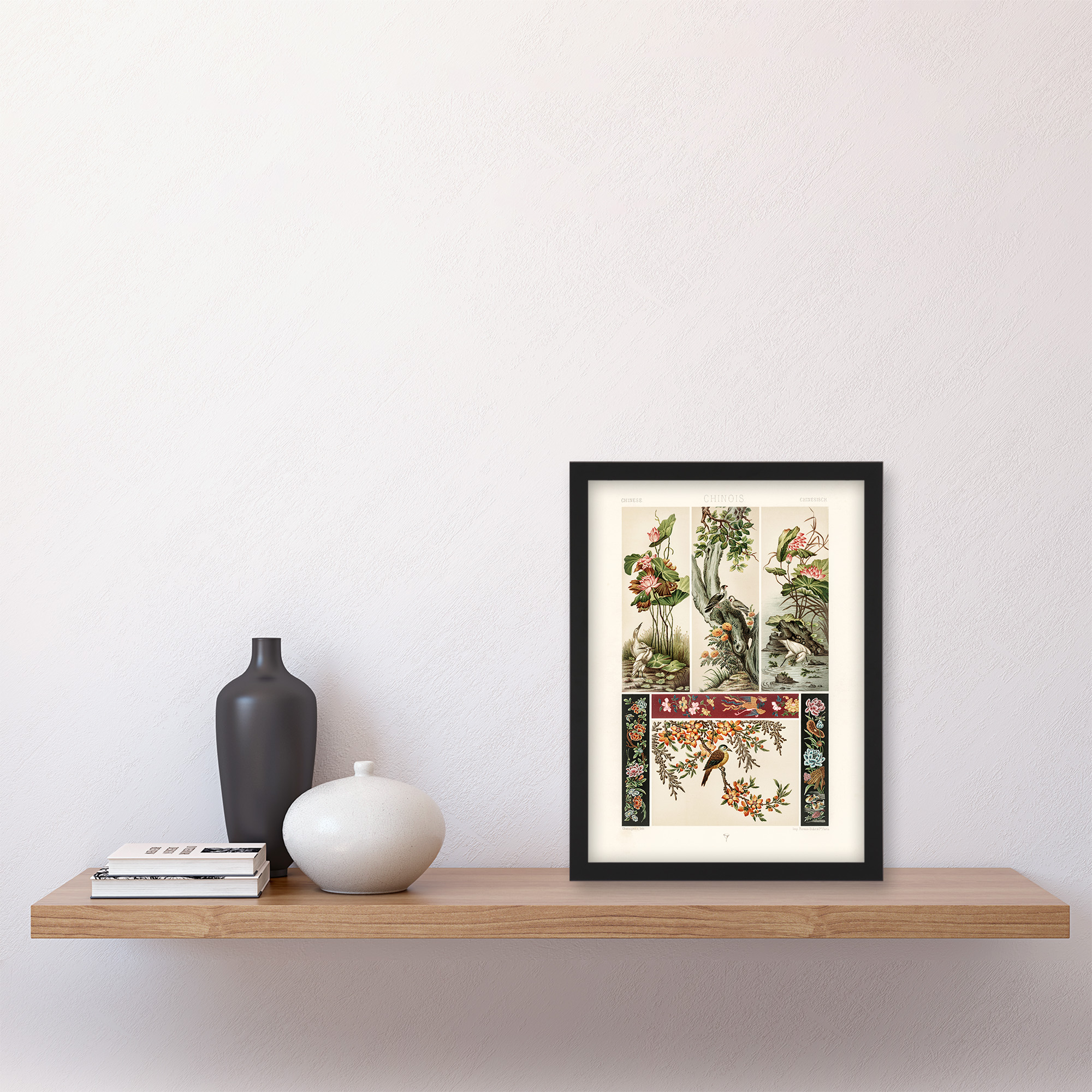 Albert Racinet Framed Wall Art Chinese Patterns of Birds and Flowers Home Décor - Bild 7 von 9