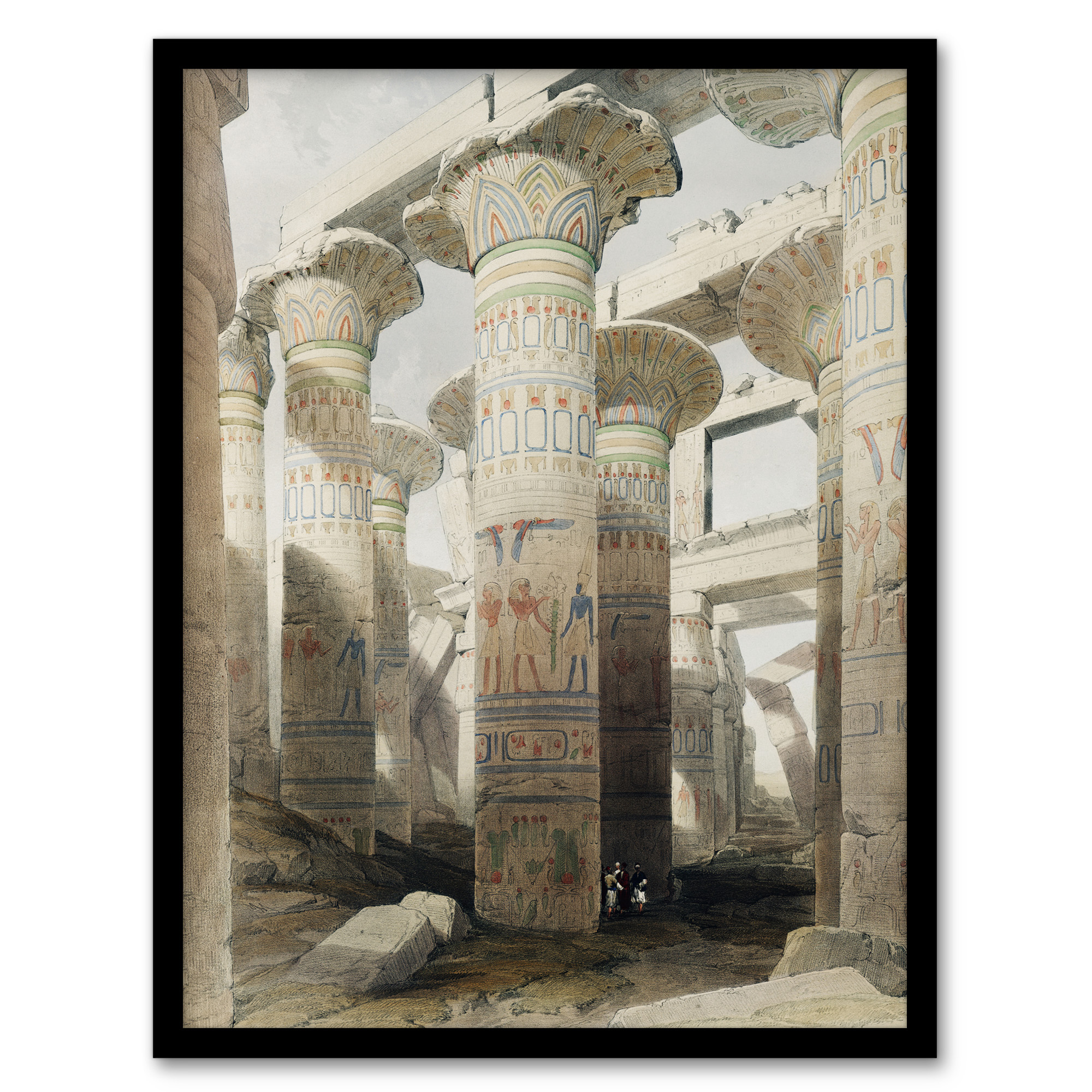 David Roberts Framed Wall Art Karnak Temple Great Hypostyle Hall Home Décor