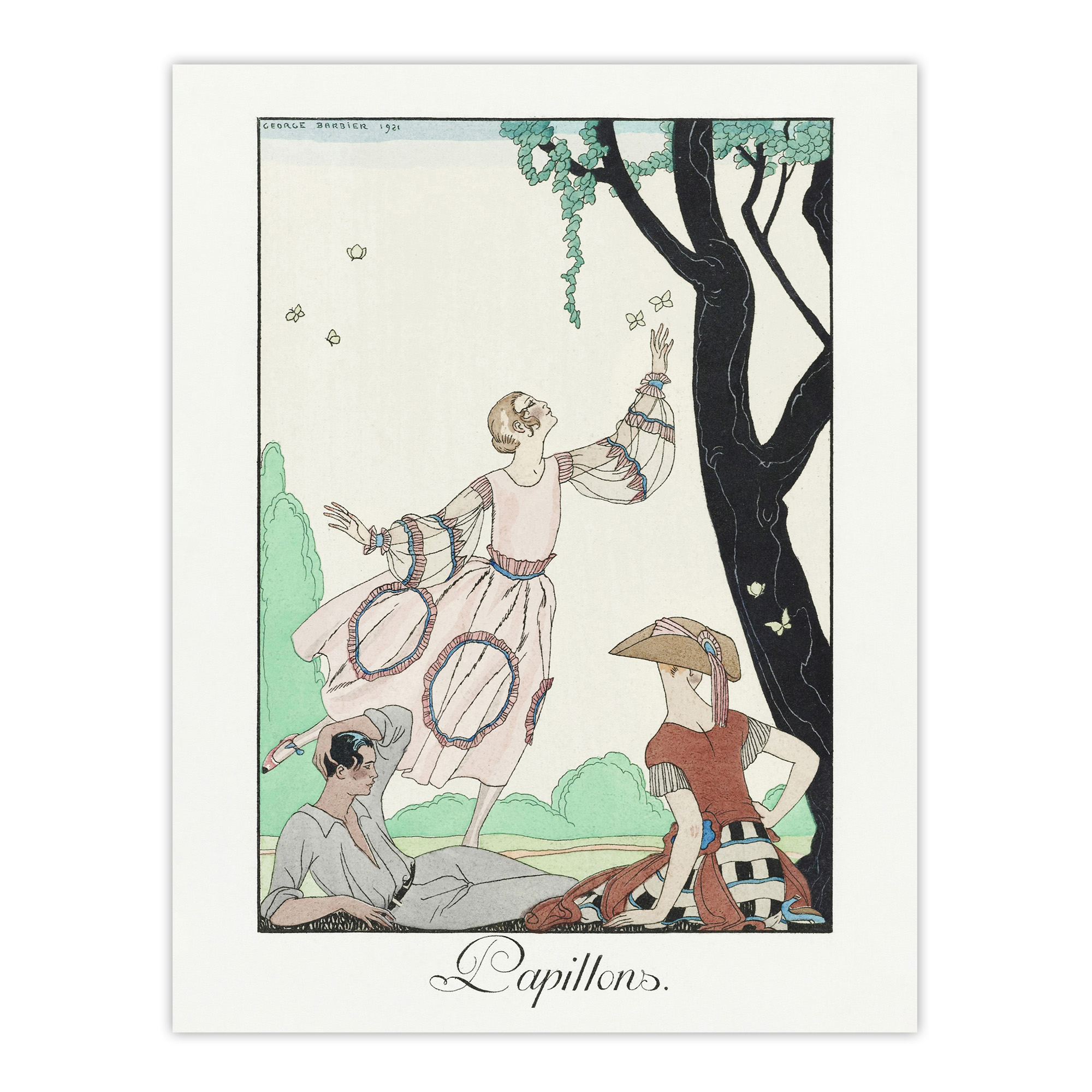 Butterflies Picnic Fashion Barbier Vintage Wall Art Print Poster