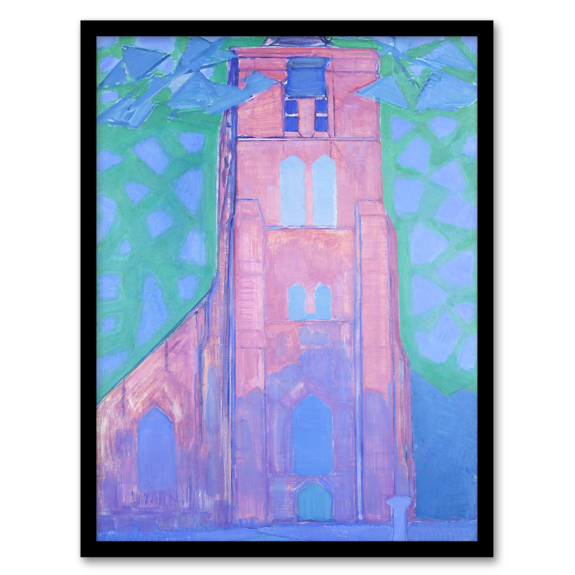 Mondrian Framed Wall Art Church Tower at Domburg Abstract Painting Home Décor