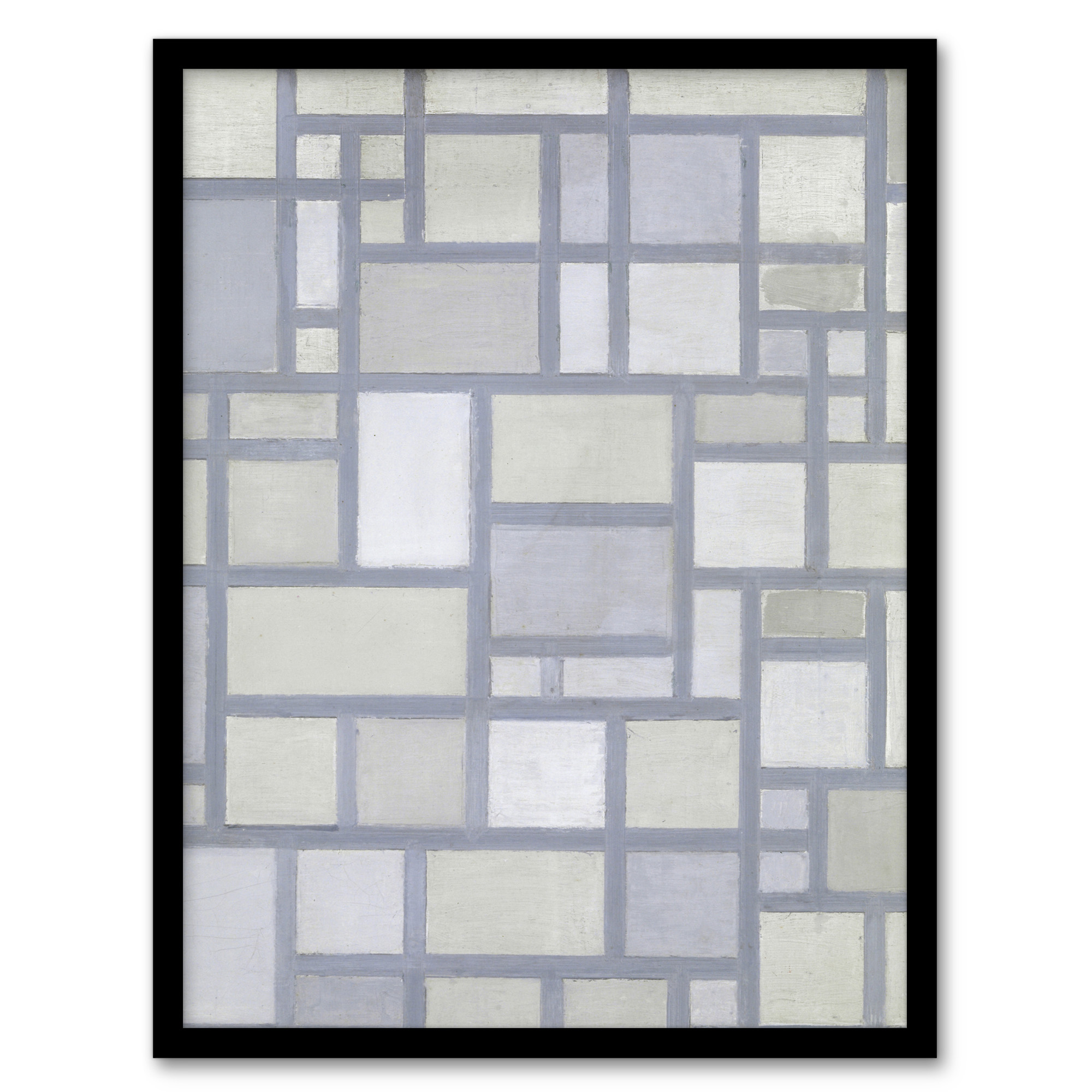 Piet Mondrian Framed Wall Art Abstract Composition with Gray lines Home Décor