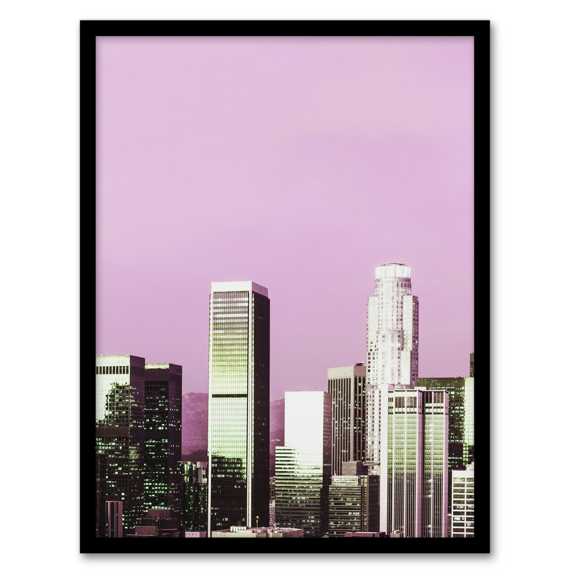 Carol M Highsmith Los Angeles Pink Skyline Photograph Framed Art Print A3/A4